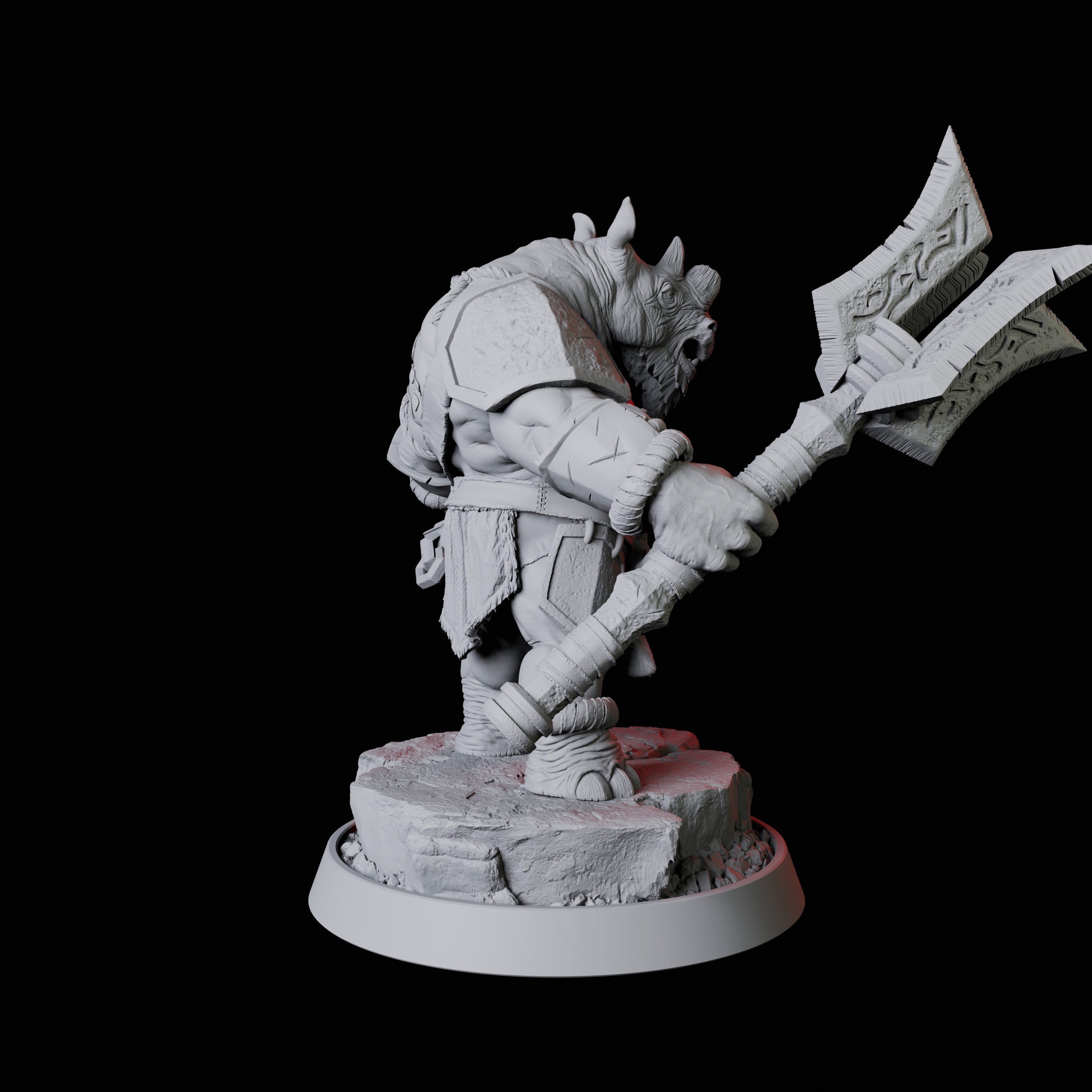 Rhino Folk Weapon Master Miniature for Dungeons and Dragons