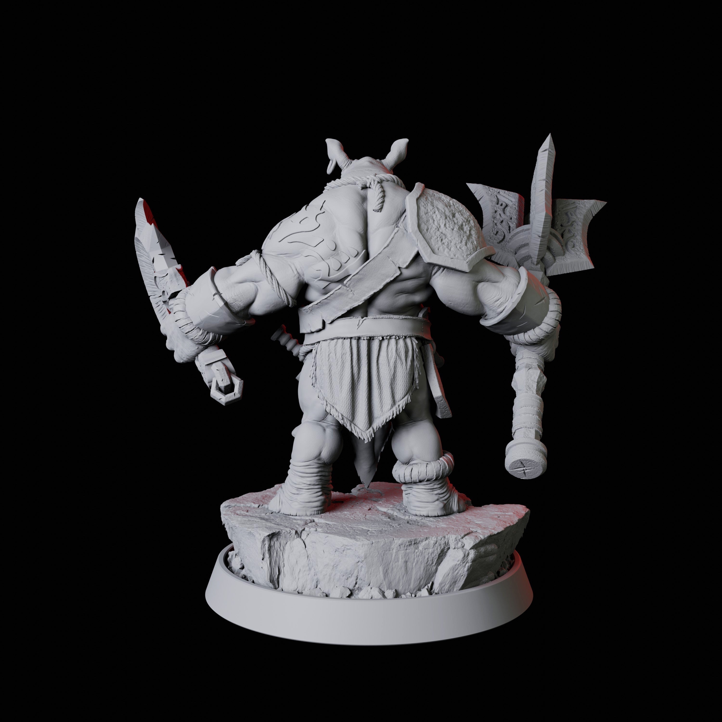 Rhino Folk Weapon Master Miniature for Dungeons and Dragons