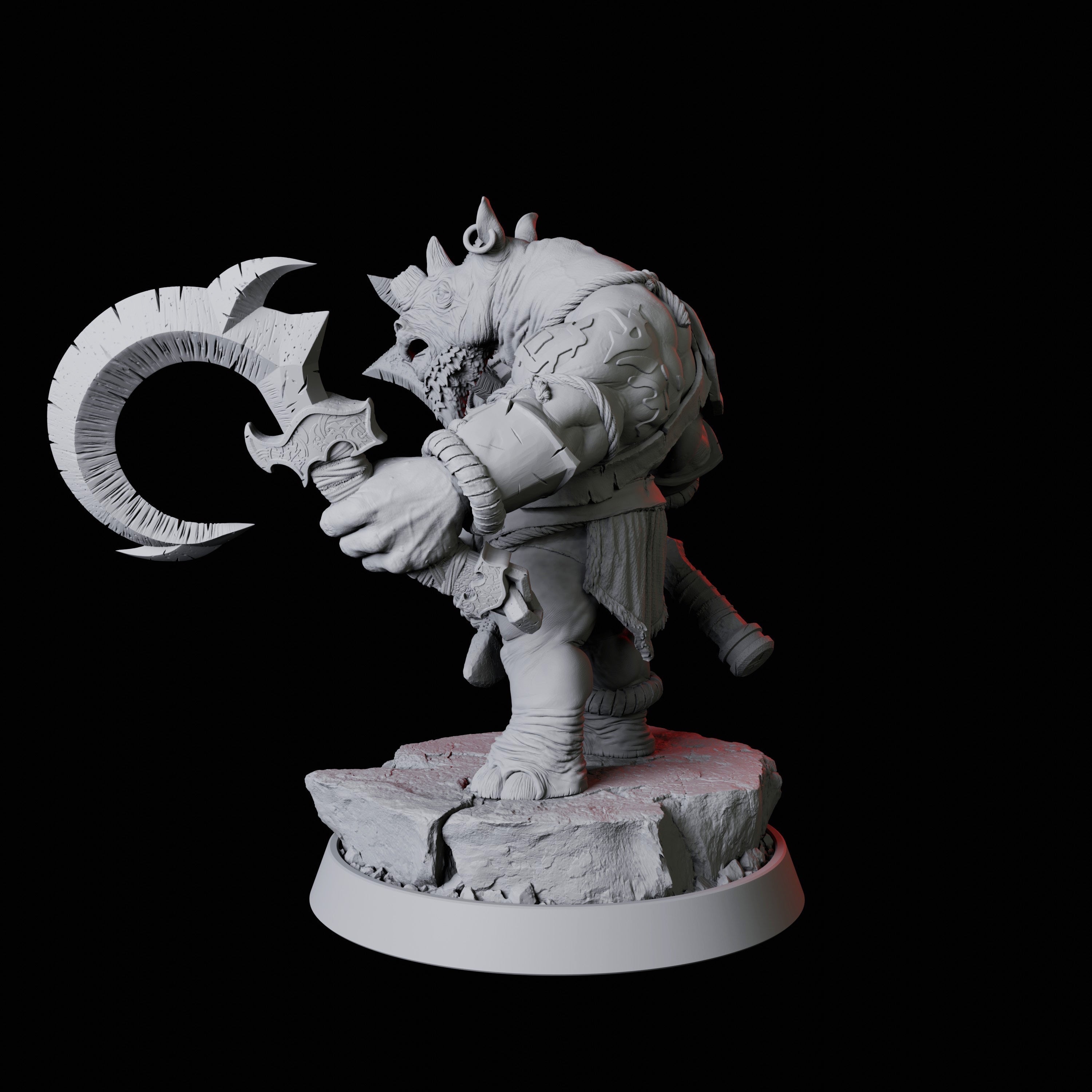Rhino Folk Weapon Master Miniature for Dungeons and Dragons