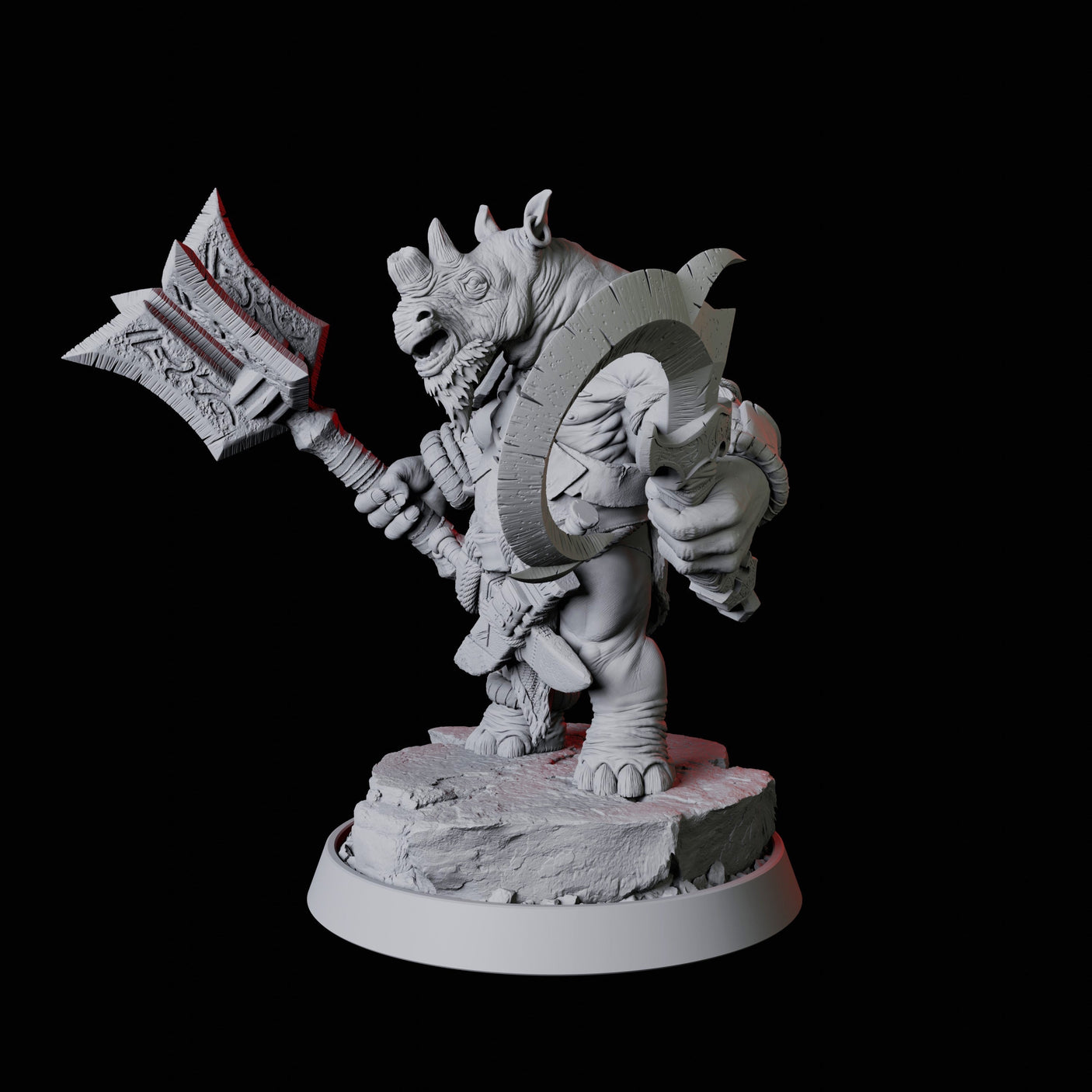 Rhino Folk Weapon Master Miniature for Dungeons and Dragons, Pathfinder or other TTRPGs