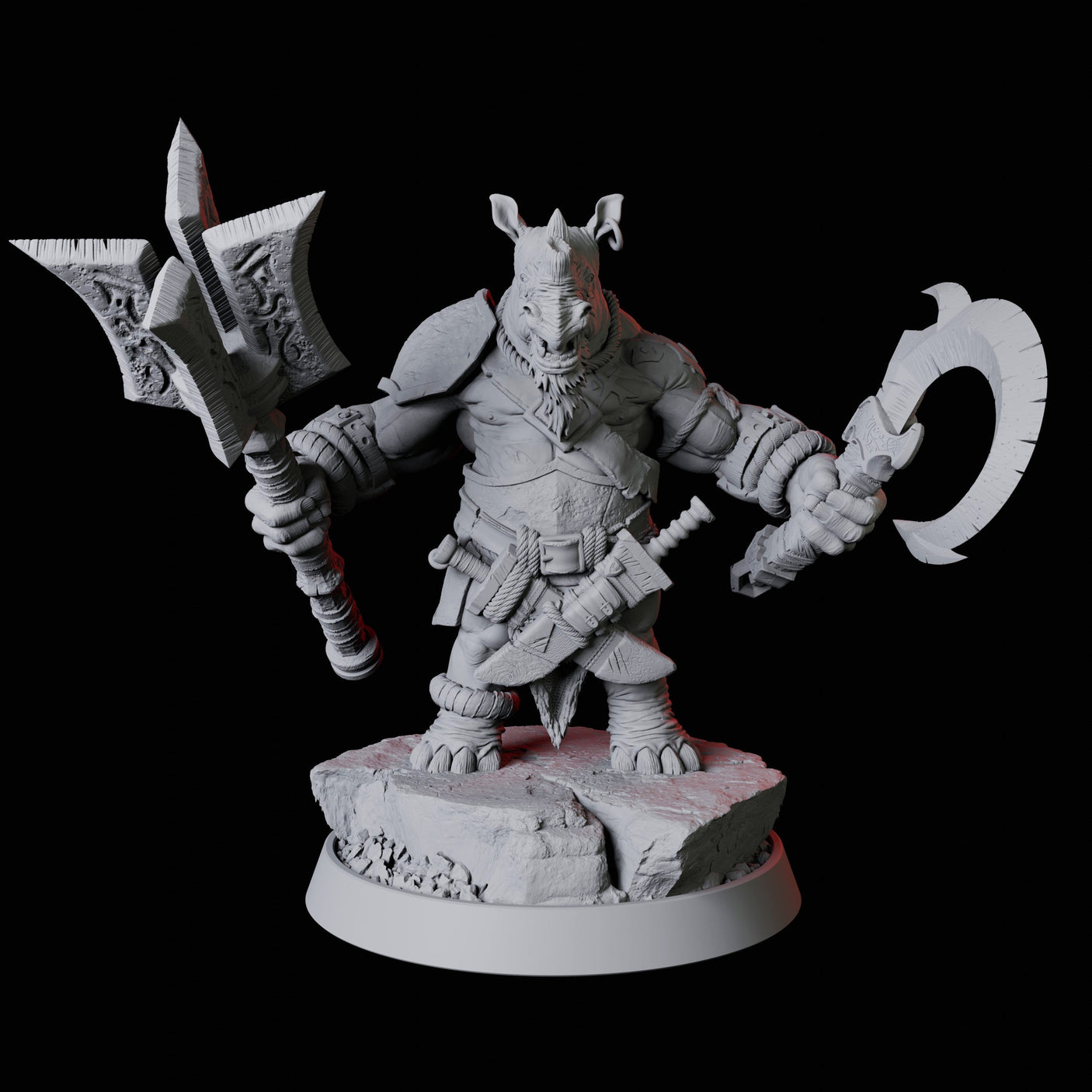 Rhino Folk Weapon Master Miniature for Dungeons and Dragons, Pathfinder or other TTRPGs
