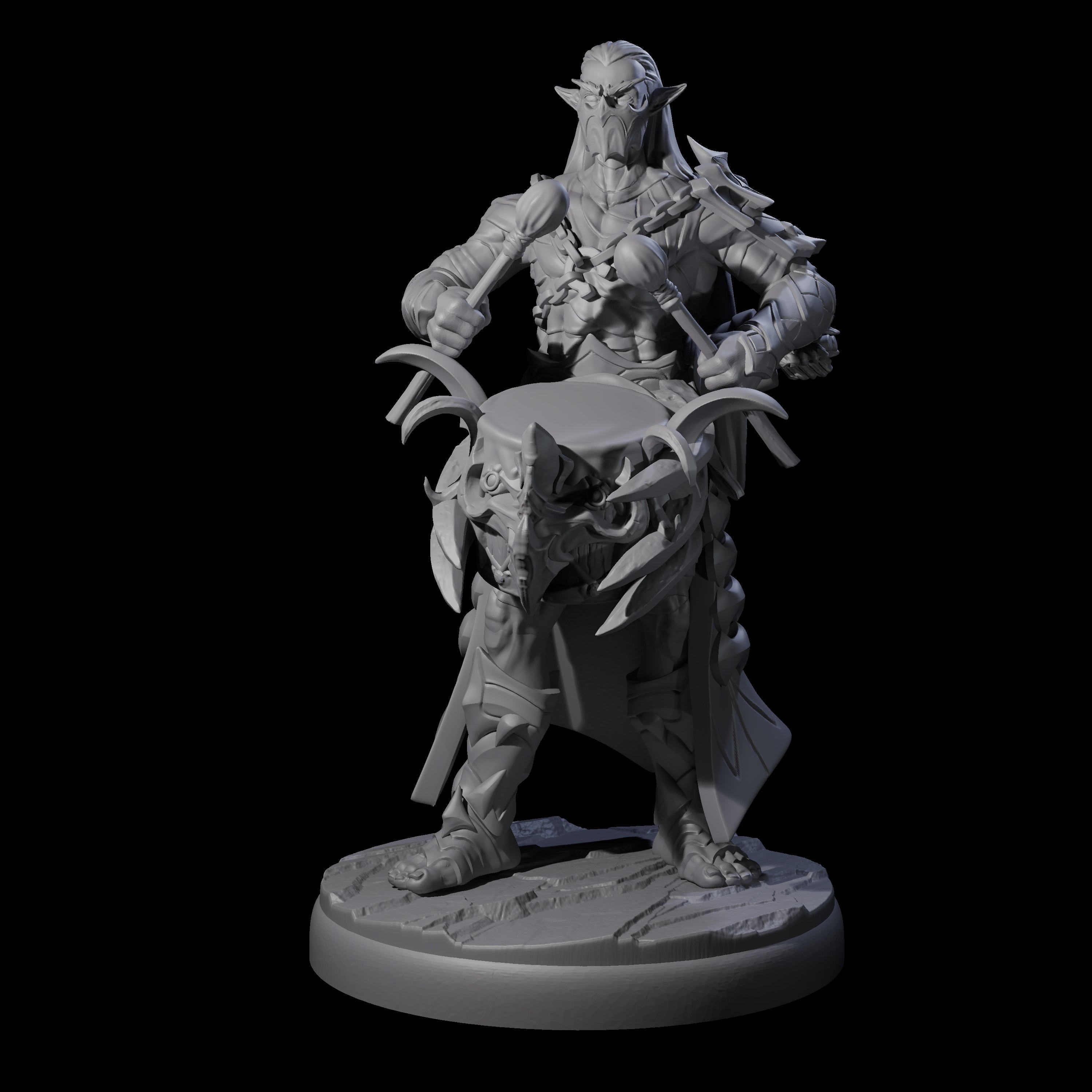 Rhythmic Dark Elf Drummer A Miniature for Dungeons and Dragons, Pathfinder or other TTRPGs