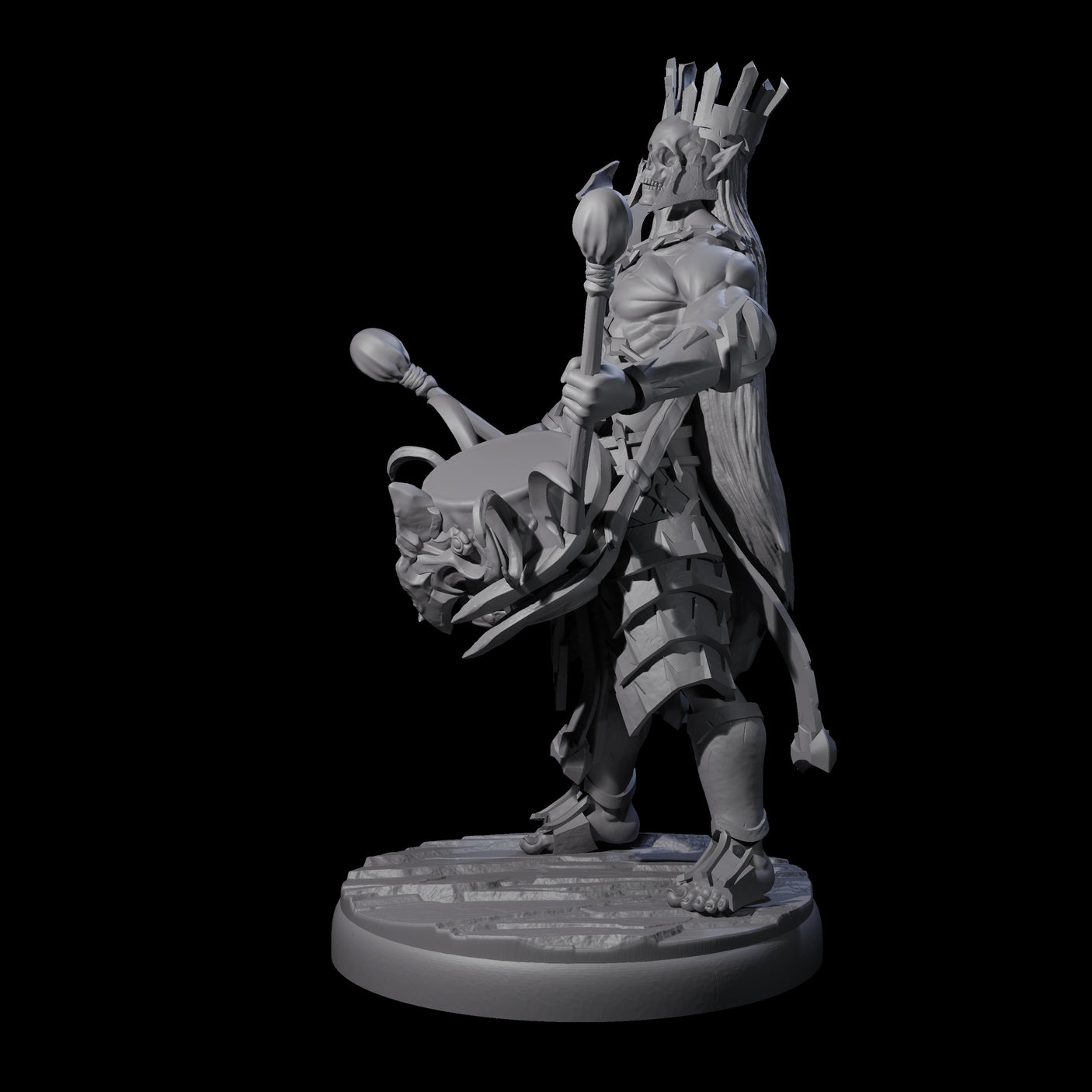 Rhythmic Dark Elf Drummer B Miniature for Dungeons and Dragons, Pathfinder or other TTRPGs