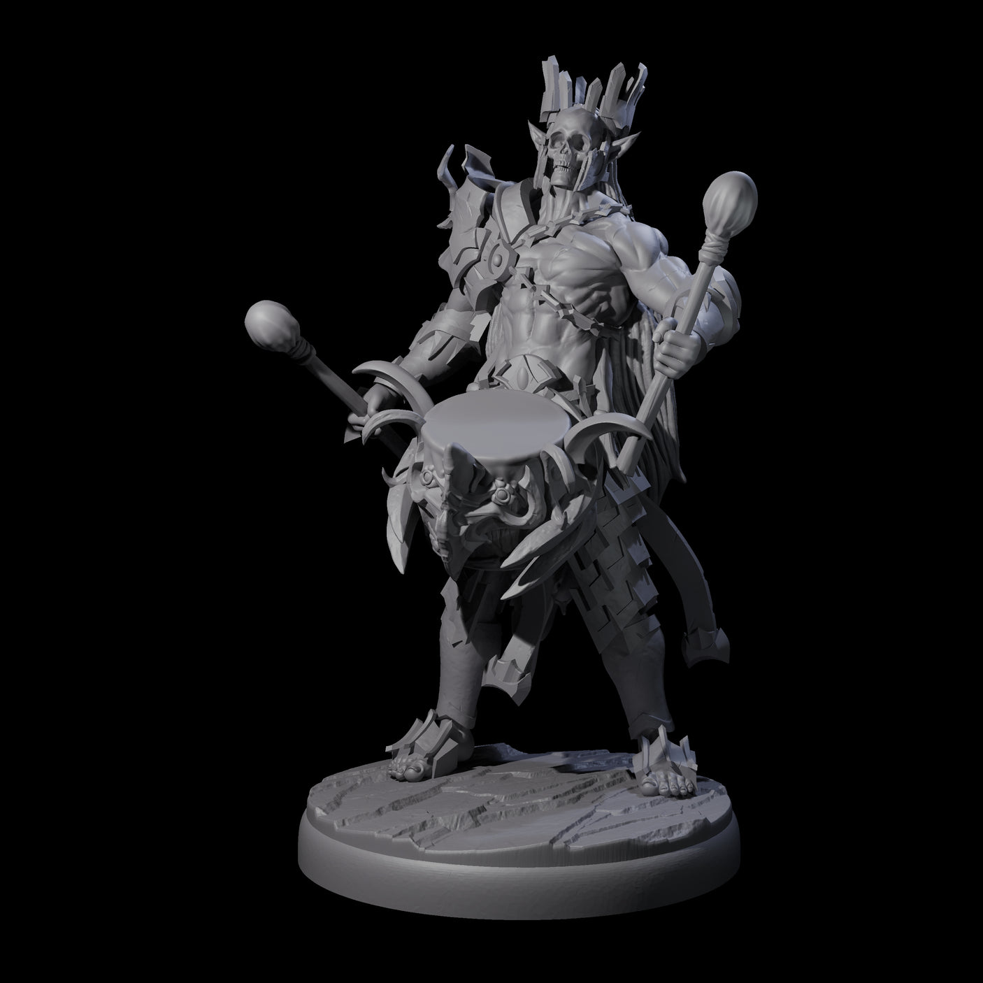 Rhythmic Dark Elf Drummer B Miniature for Dungeons and Dragons, Pathfinder or other TTRPGs