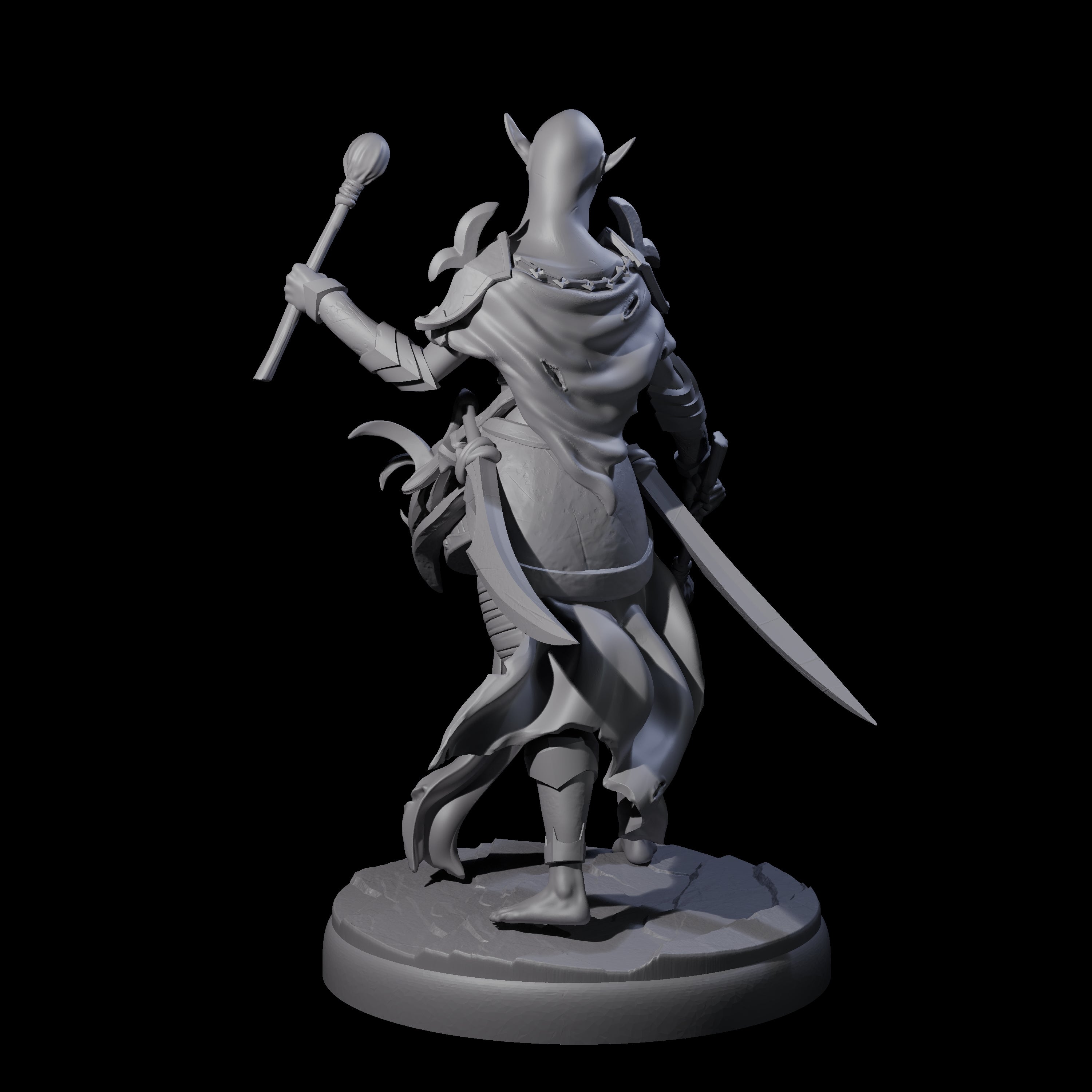 Rhythmic Dark Elf Drummer C Miniature for Dungeons and Dragons, Pathfinder or other TTRPGs