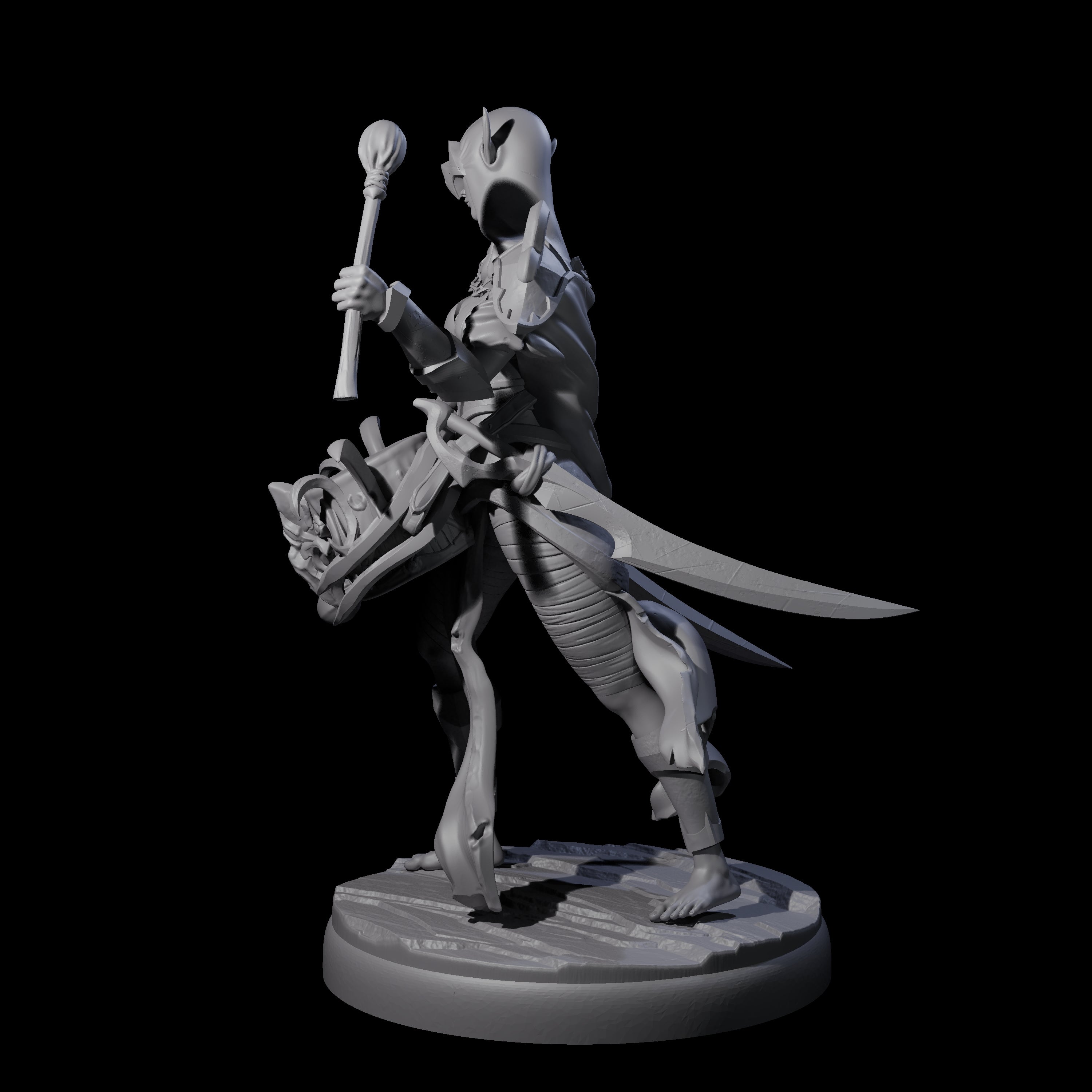 Rhythmic Dark Elf Drummer C Miniature for Dungeons and Dragons, Pathfinder or other TTRPGs