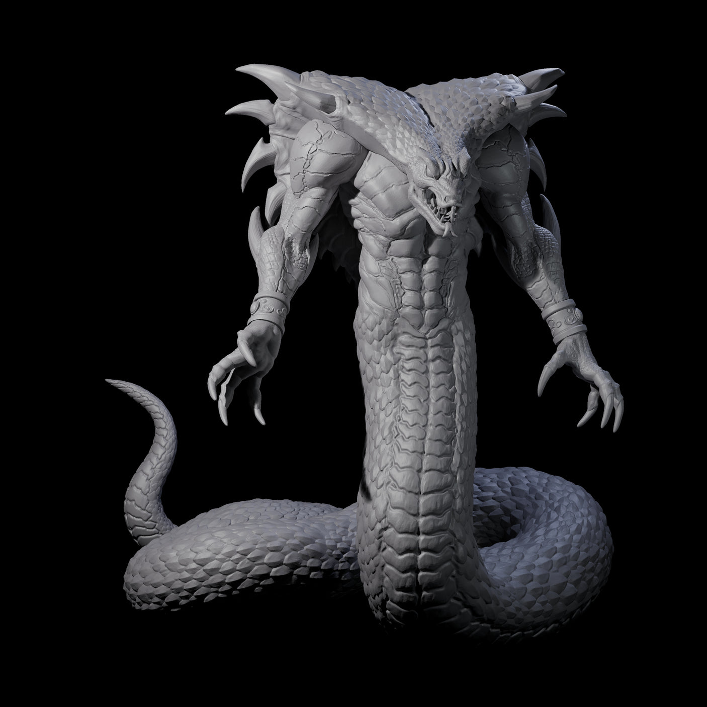 Risen Naga Lord Miniature for Dungeons and Dragons, Pathfinder or other TTRPGs