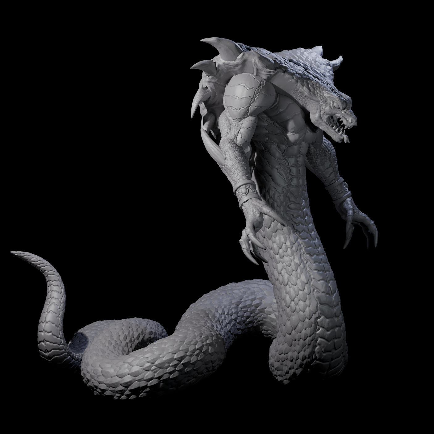 Risen Naga Lord Miniature for Dungeons and Dragons, Pathfinder or other TTRPGs