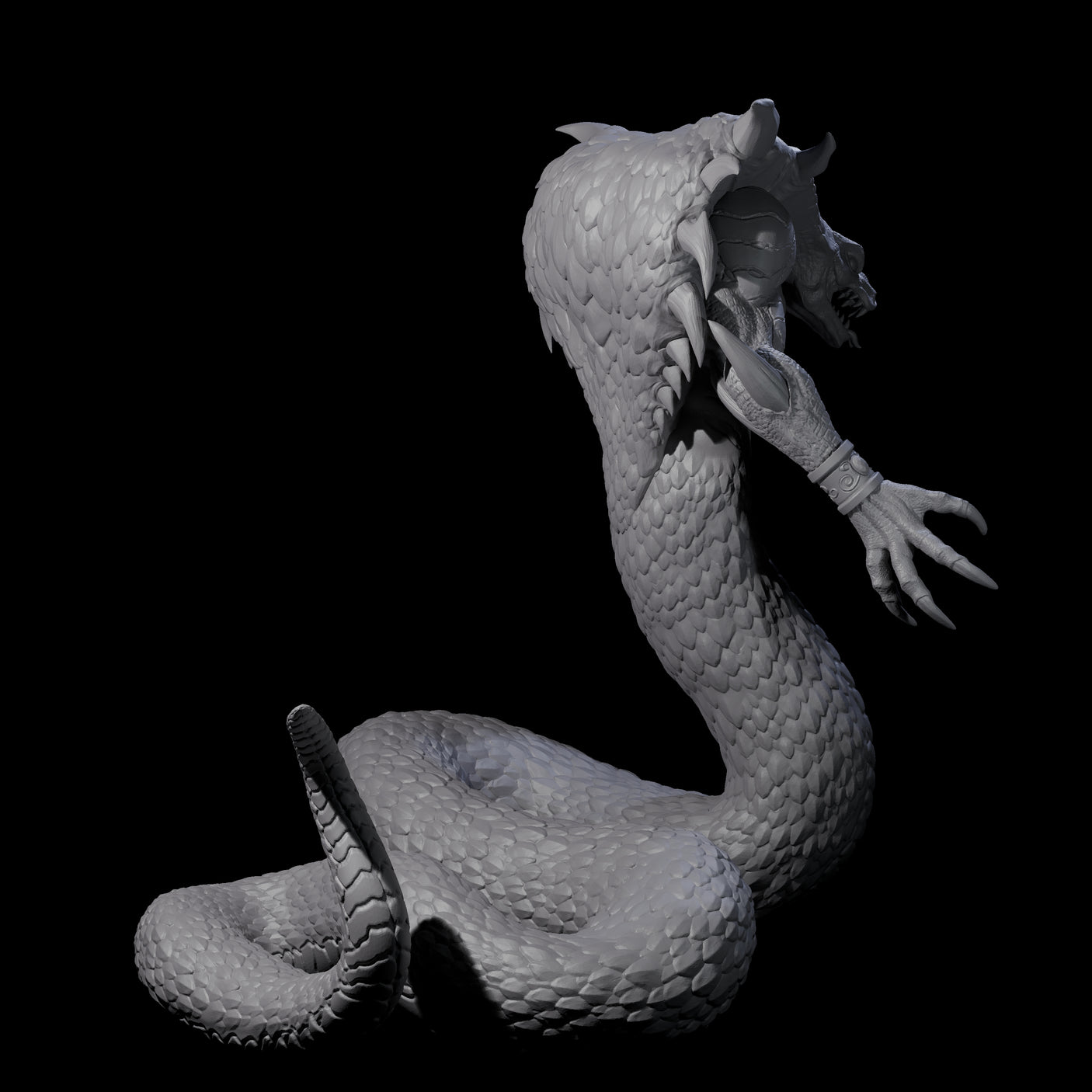 Risen Naga Lord Miniature for Dungeons and Dragons, Pathfinder or other TTRPGs