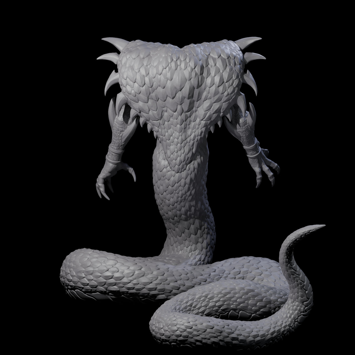 Risen Naga Lord Miniature for Dungeons and Dragons, Pathfinder or other TTRPGs