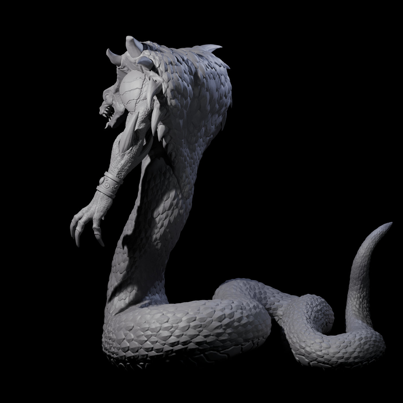 Risen Naga Lord Miniature for Dungeons and Dragons, Pathfinder or other TTRPGs