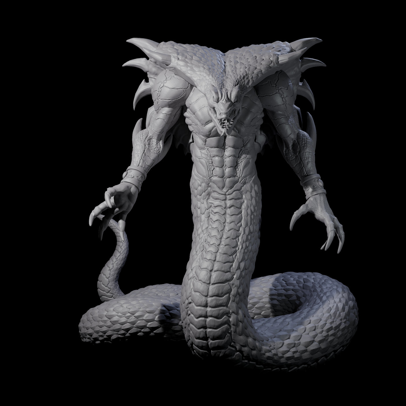 Risen Naga Lord Miniature for Dungeons and Dragons, Pathfinder or other TTRPGs