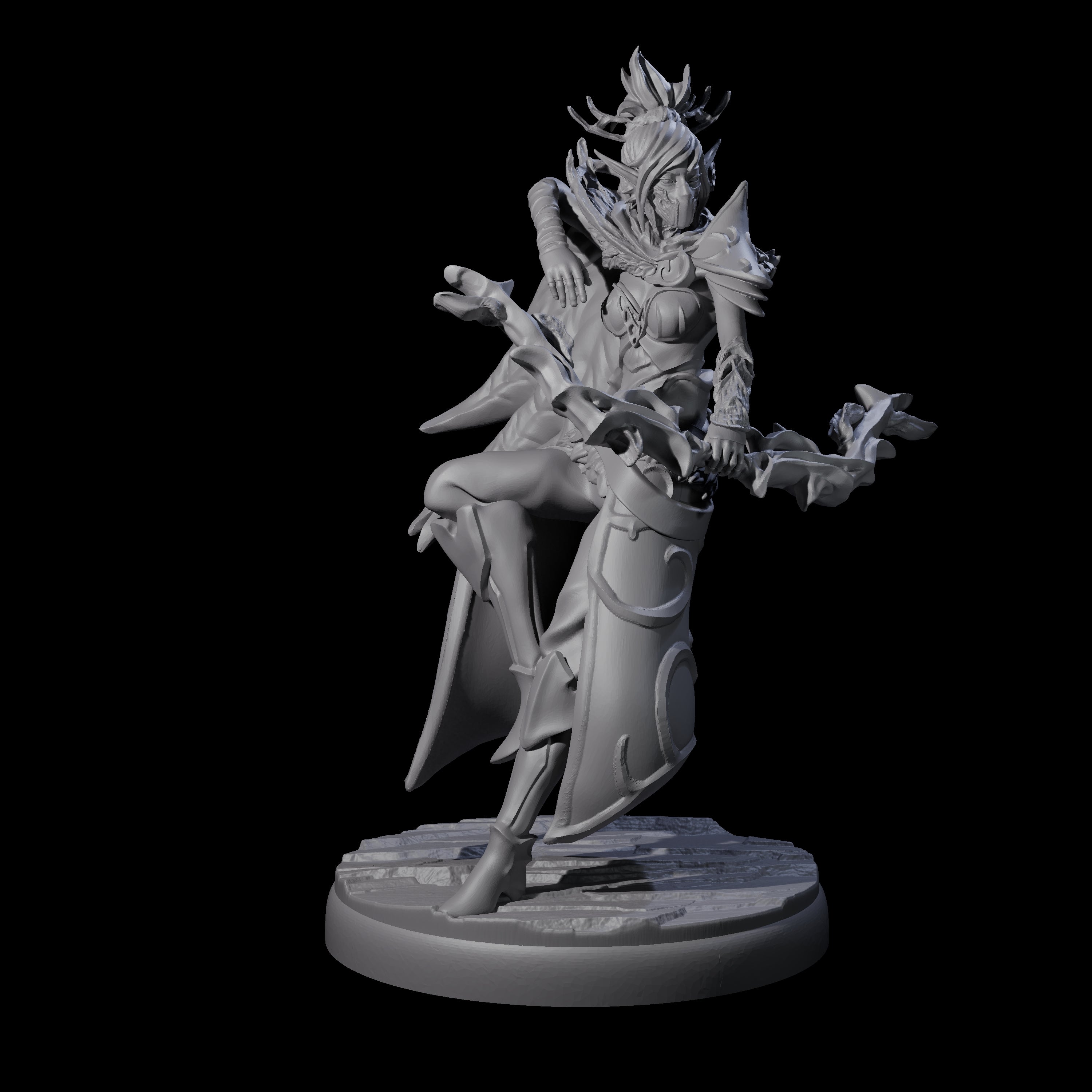 Roaming Dark Elf Ranger F Miniature for Dungeons and Dragons, Pathfinder or other TTRPGs