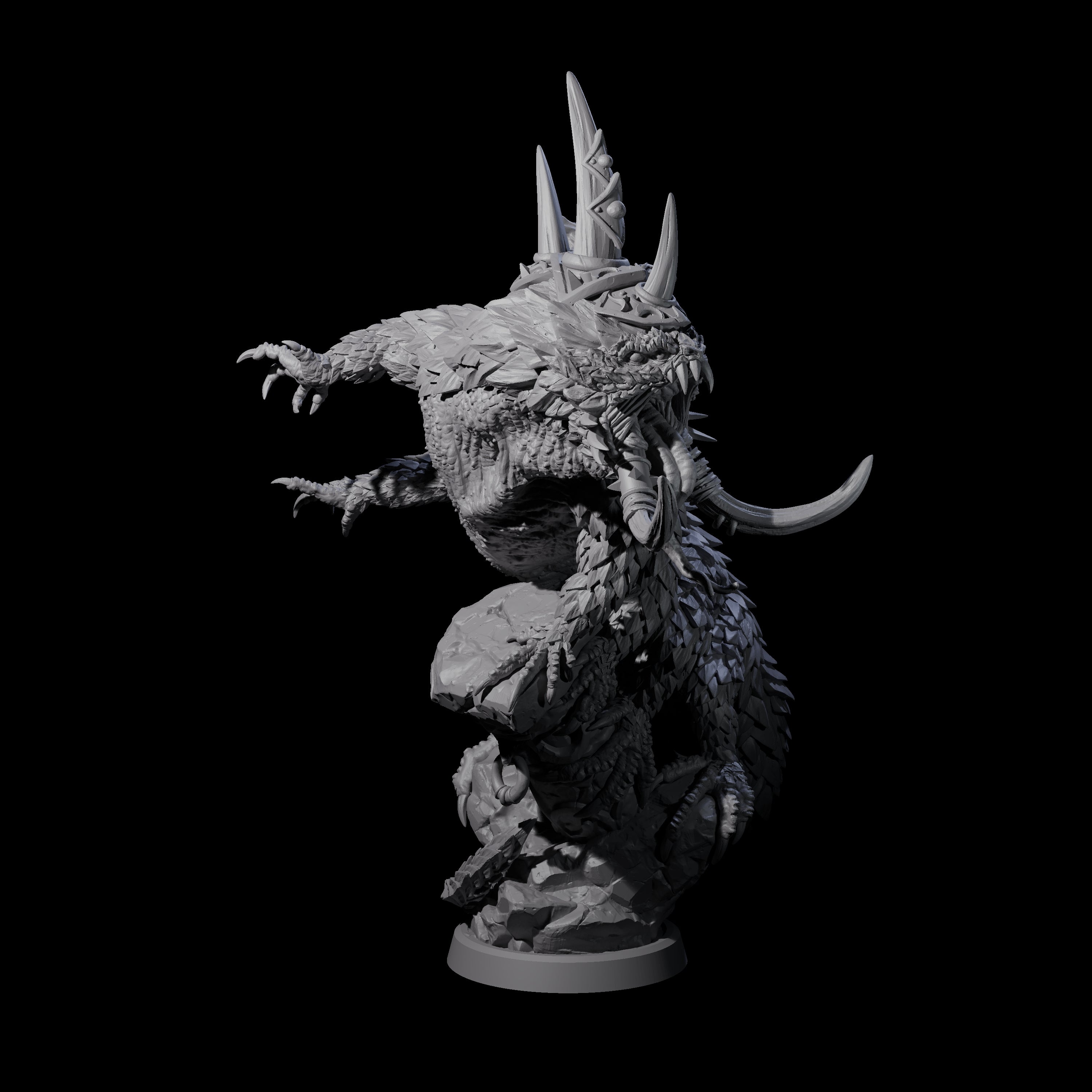 Roaring Basilisk King Miniature for Dungeons and Dragons, Pathfinder or other TTRPGs