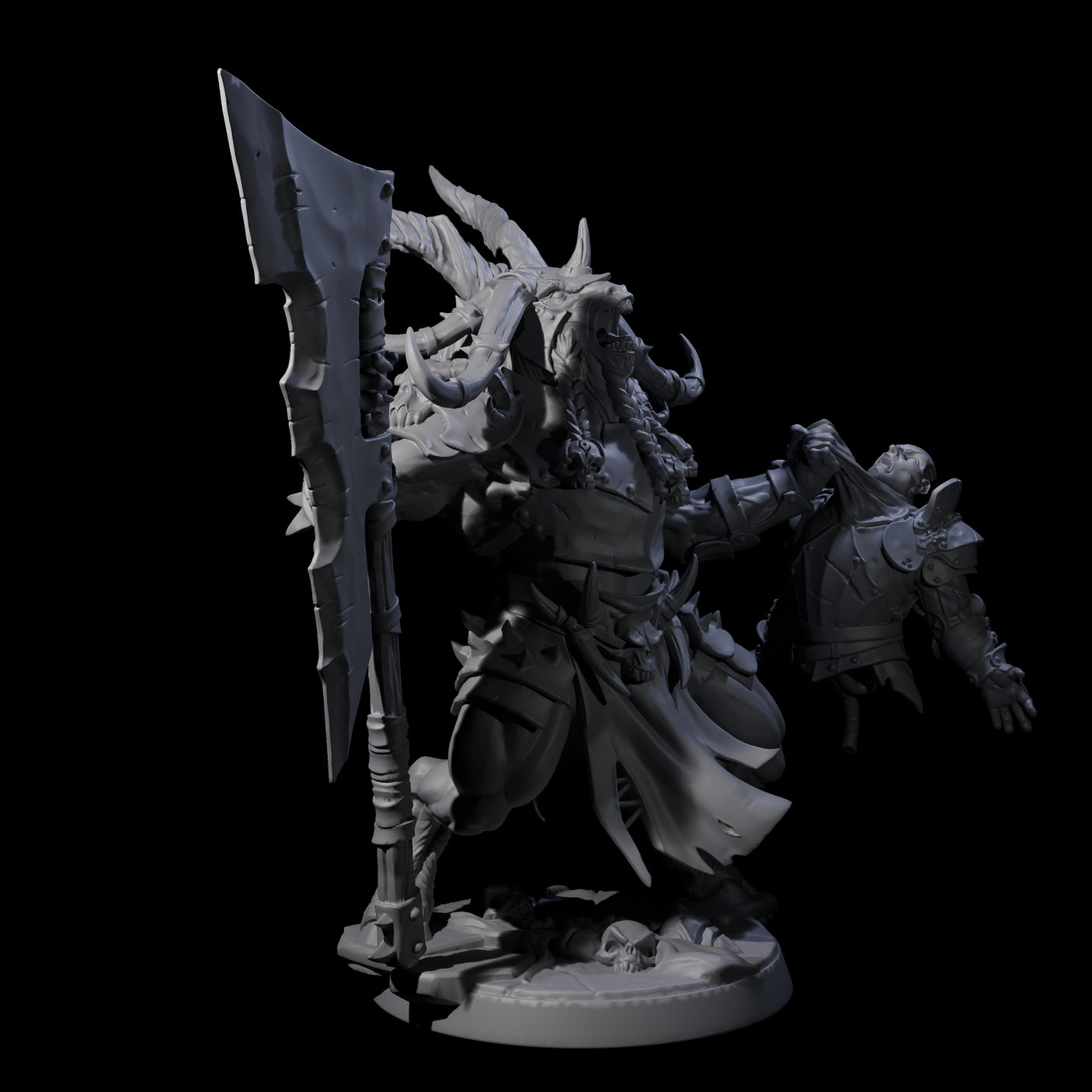 Roaring Beastman Champion Miniature for Dungeons and Dragons, Pathfinder or other TTRPGs