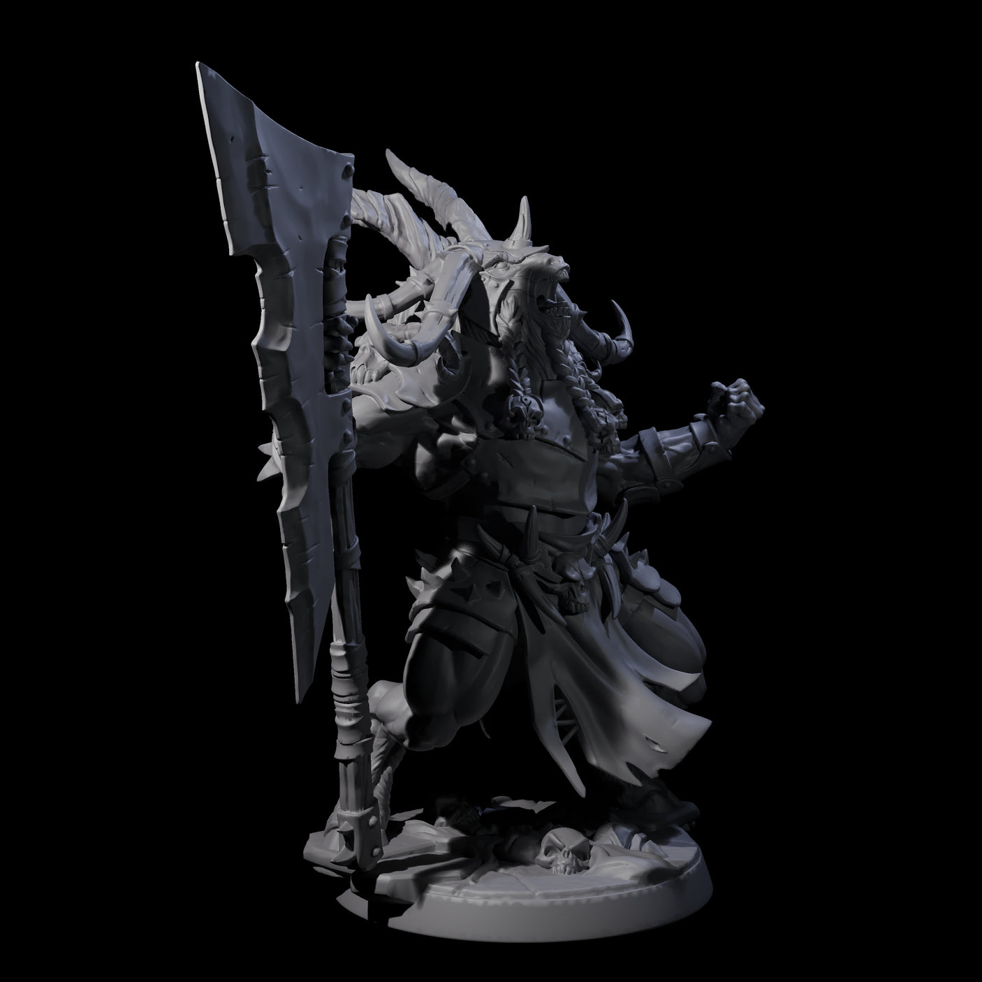 Roaring Beastman Champion Miniature for Dungeons and Dragons, Pathfinder or other TTRPGs