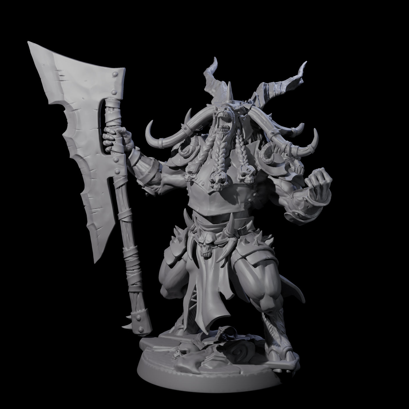 Roaring Beastman Champion Miniature for Dungeons and Dragons, Pathfinder or other TTRPGs