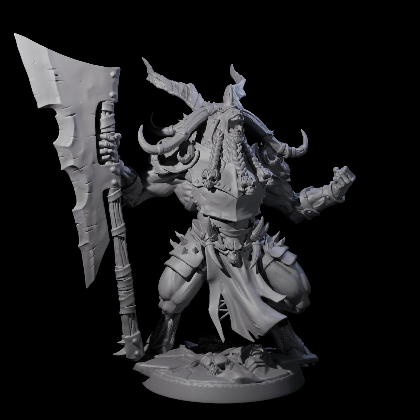 Roaring Beastman Champion Miniature for Dungeons and Dragons, Pathfinder or other TTRPGs