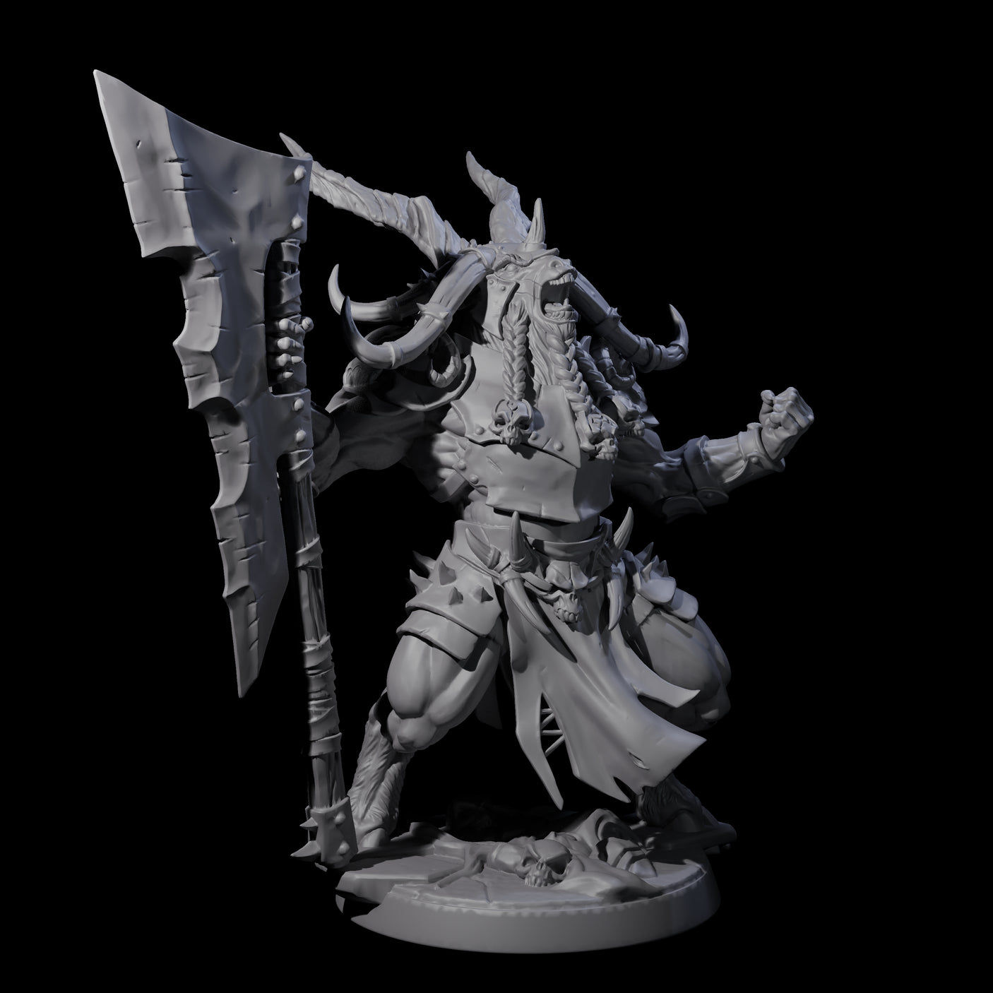 Roaring Beastman Champion Miniature for Dungeons and Dragons, Pathfinder or other TTRPGs