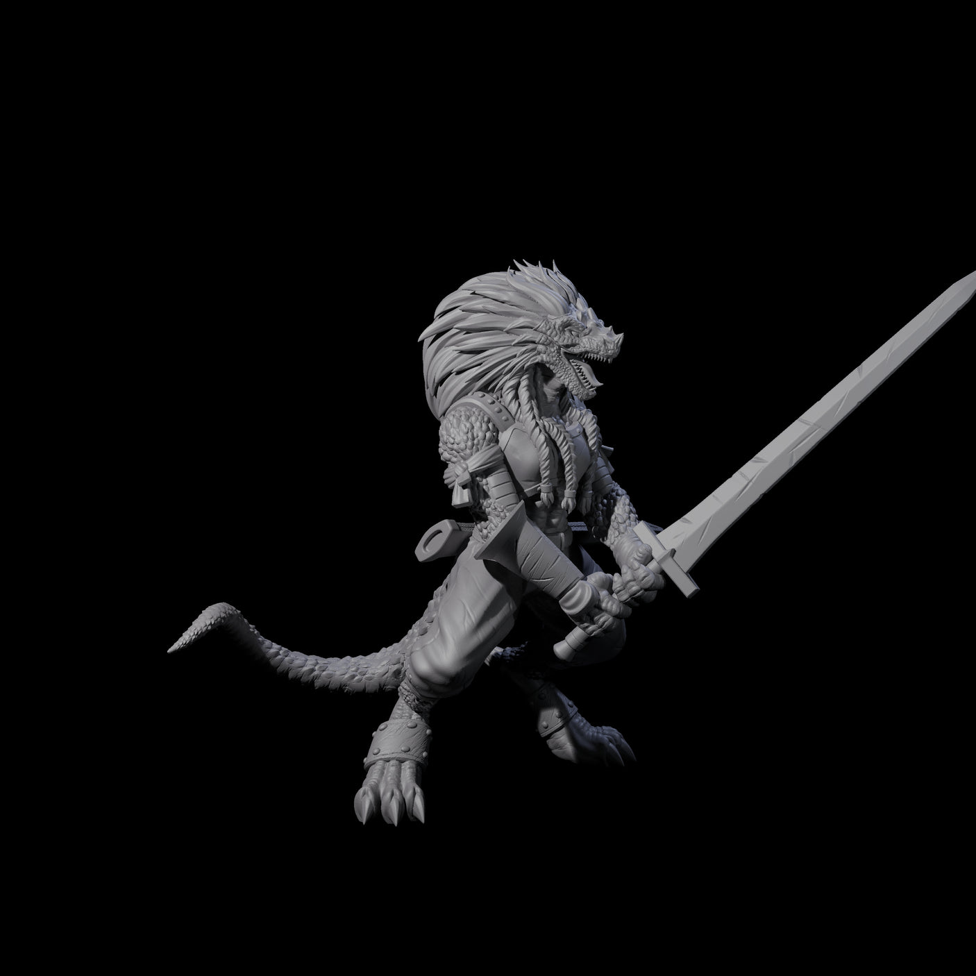 Roaring Dragonborn Female Barbarian Miniature for Dungeons and Dragons, Pathfinder or other TTRPGs