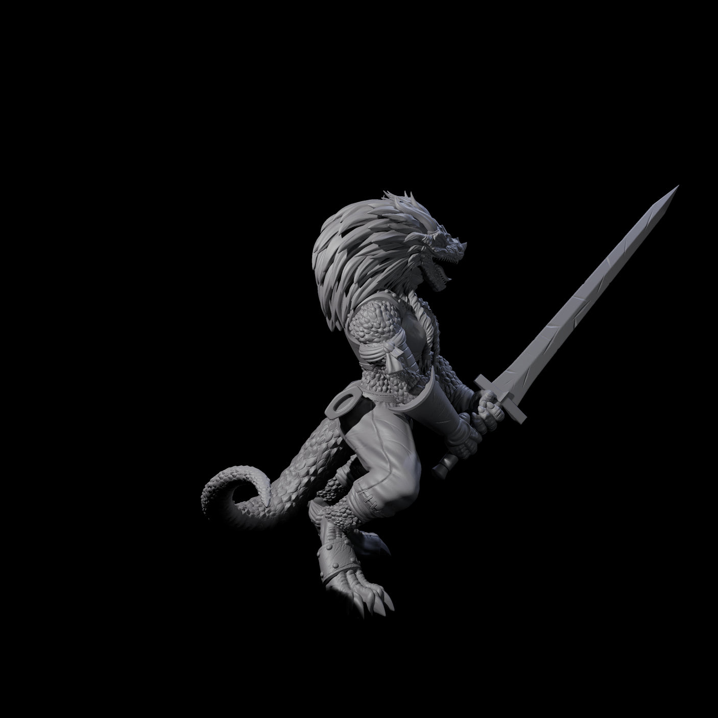 Roaring Dragonborn Female Barbarian Miniature for Dungeons and Dragons, Pathfinder or other TTRPGs