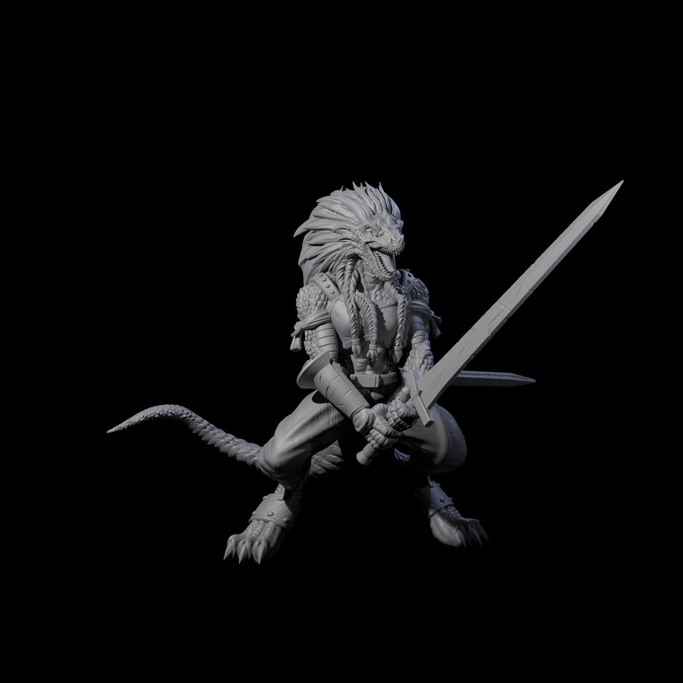 Roaring Dragonborn Female Barbarian Miniature for Dungeons and Dragons, Pathfinder or other TTRPGs