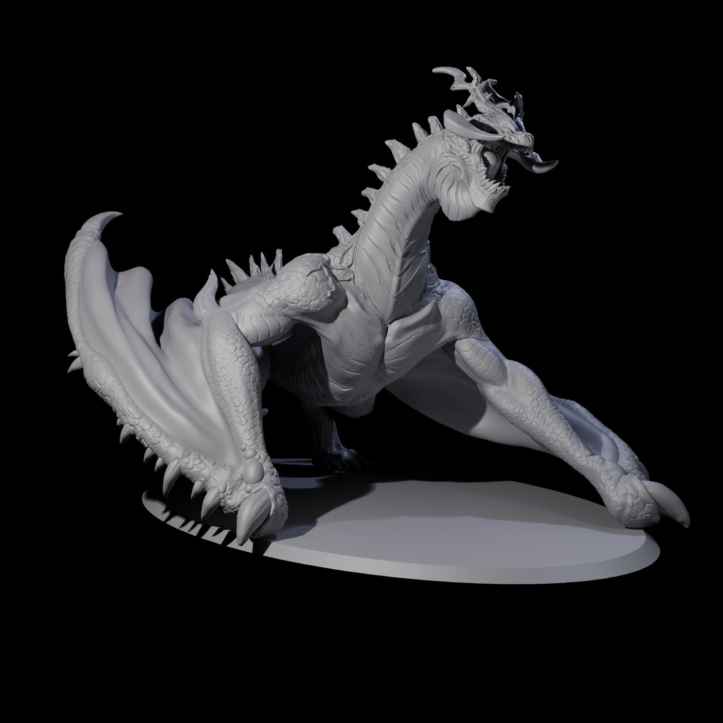 Roaring Green Dragon Miniature for Dungeons and Dragons, Pathfinder or other TTRPGs