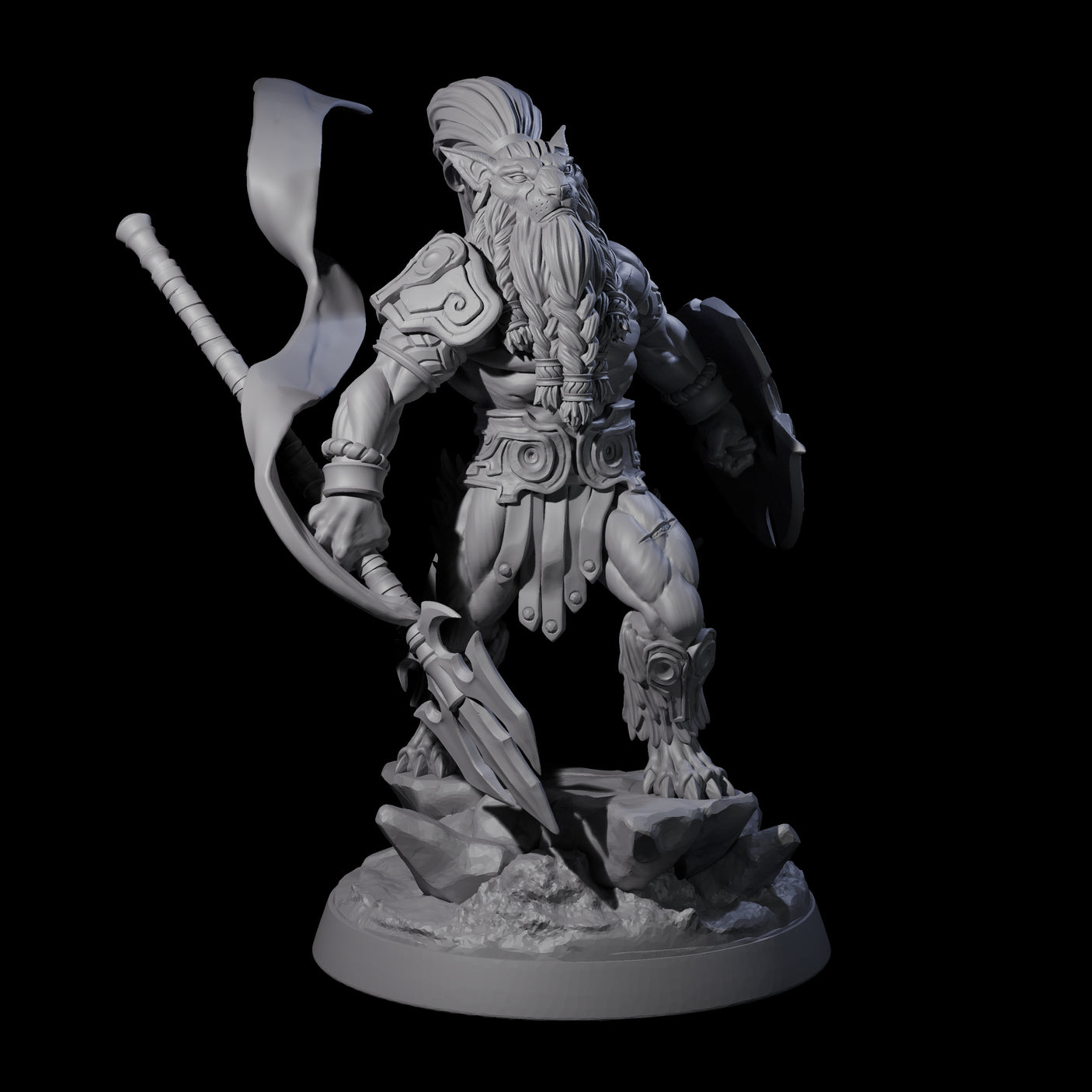 Roaring Scarred Leonin Master Miniature for Dungeons and Dragons, Pathfinder or other TTRPGs