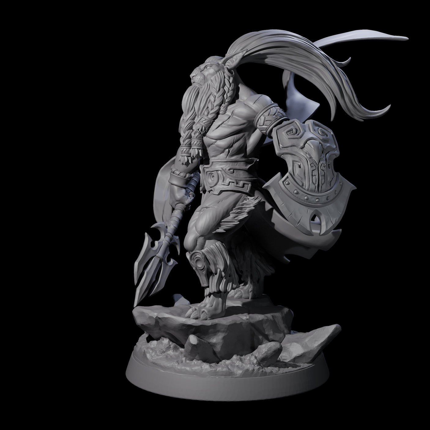 Roaring Scarred Leonin Master Miniature for Dungeons and Dragons, Pathfinder or other TTRPGs