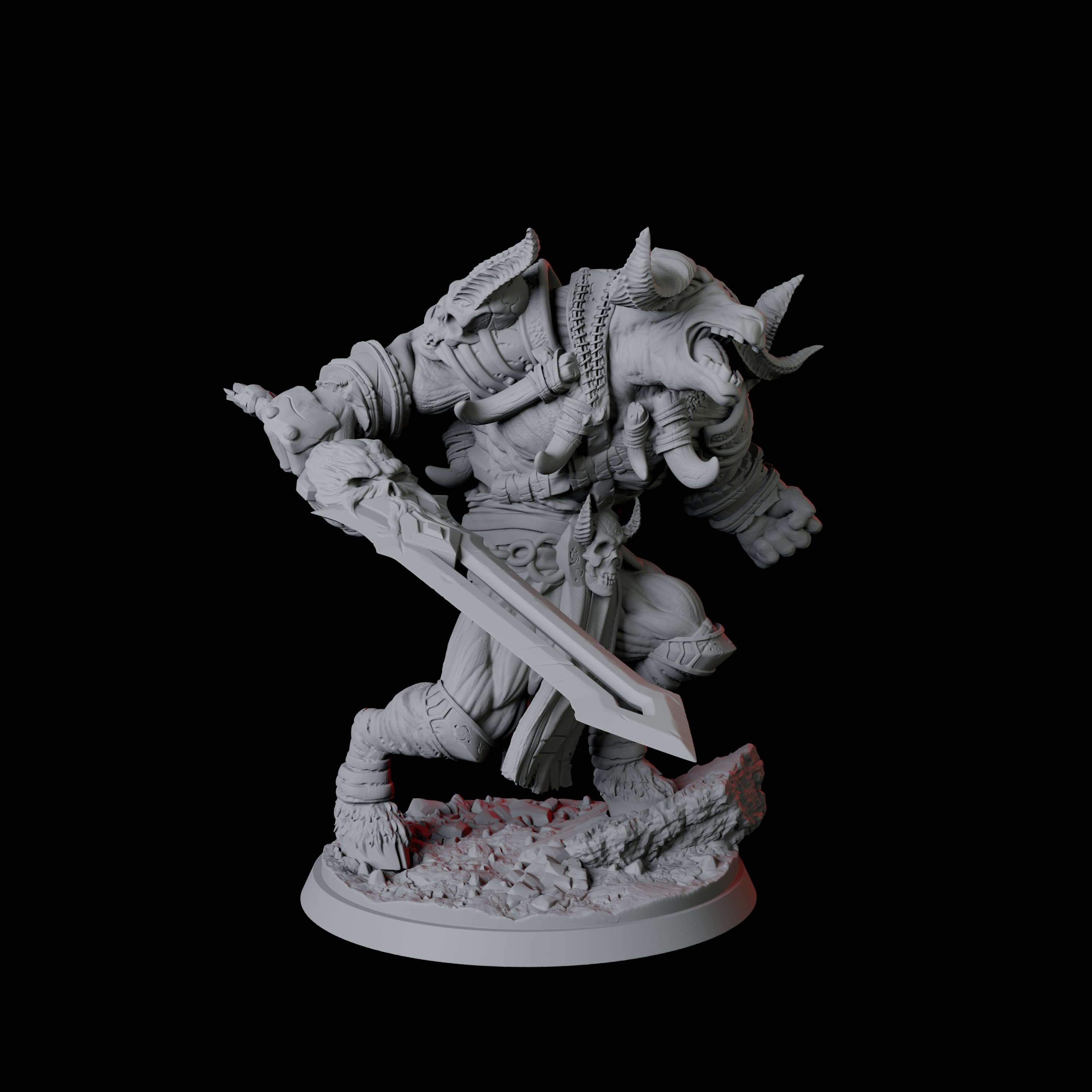 Roaring Yakfolk Fighter Miniature for Dungeons and Dragons, Pathfinder or other TTRPGs