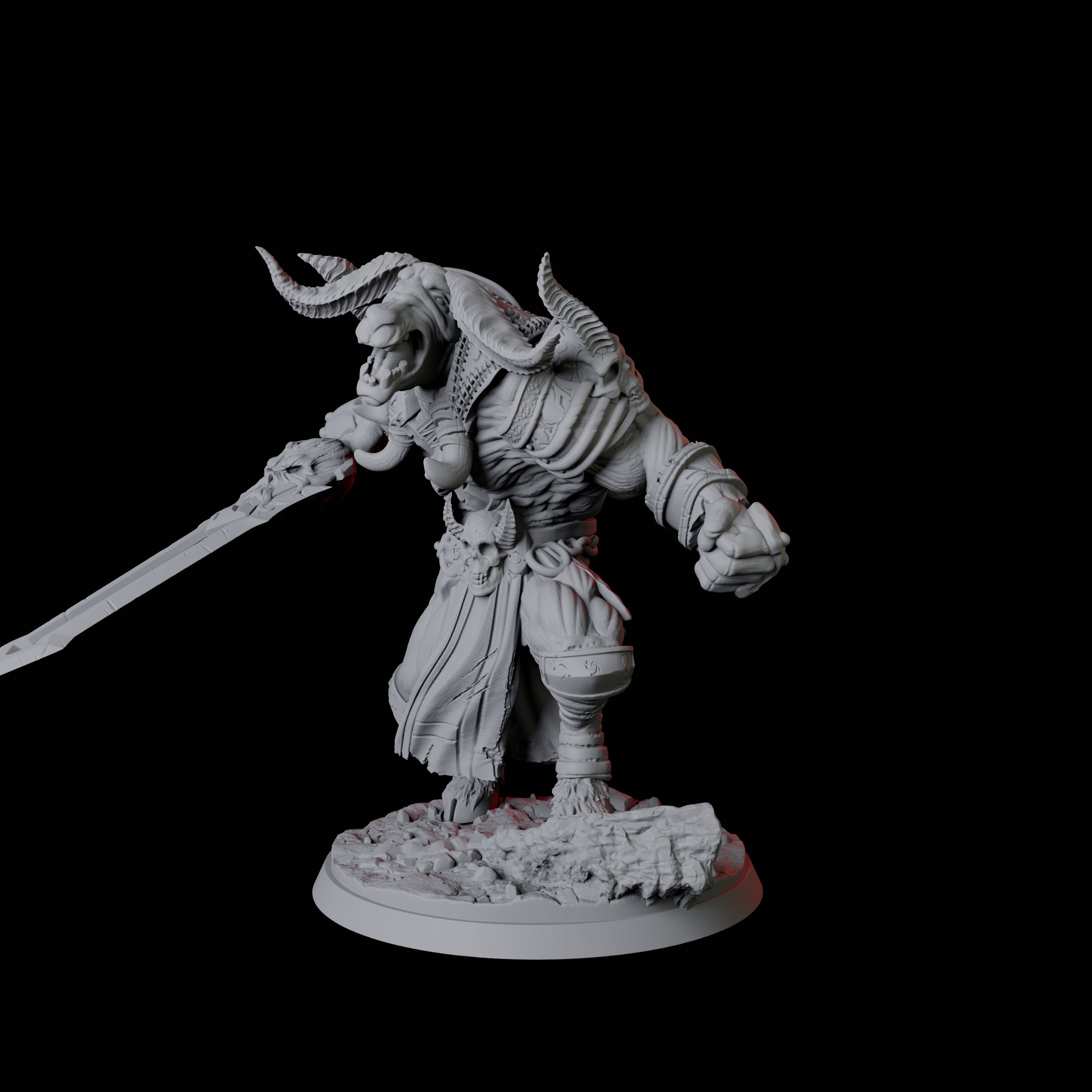 Roaring Yakfolk Fighter Miniature for Dungeons and Dragons, Pathfinder or other TTRPGs