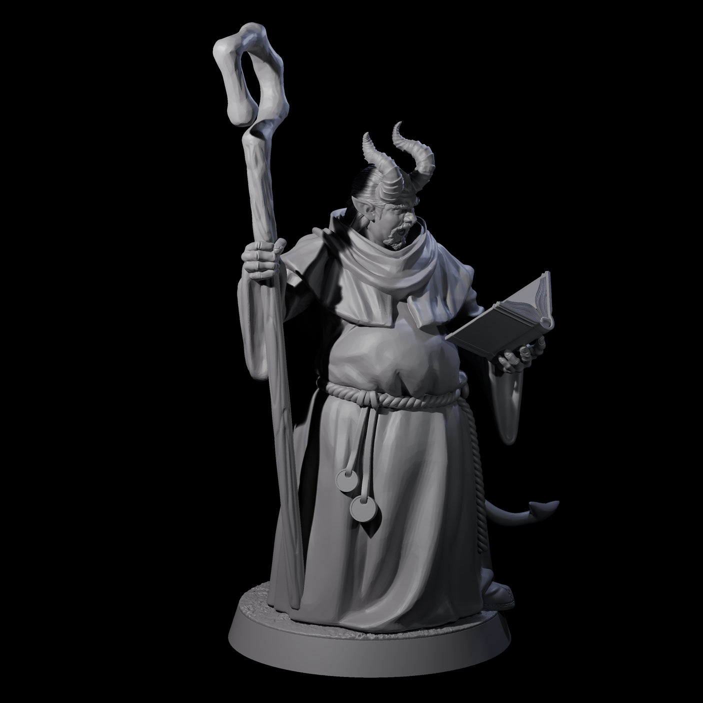 Robed Tiefling Monk A Miniature for Dungeons and Dragons, Pathfinder or other TTRPGs