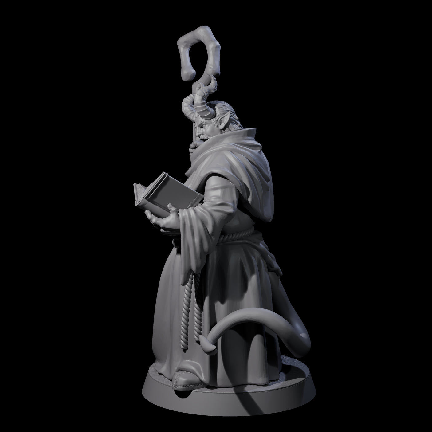 Robed Tiefling Monk A Miniature for Dungeons and Dragons, Pathfinder or other TTRPGs