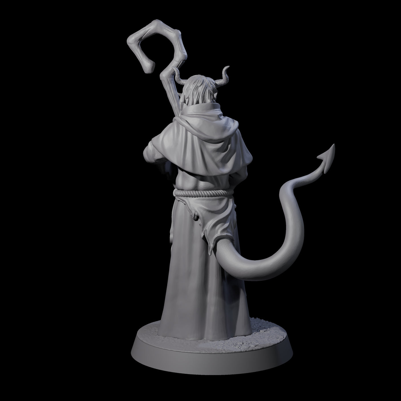 Robed Tiefling Monk B Miniature for Dungeons and Dragons, Pathfinder or other TTRPGs