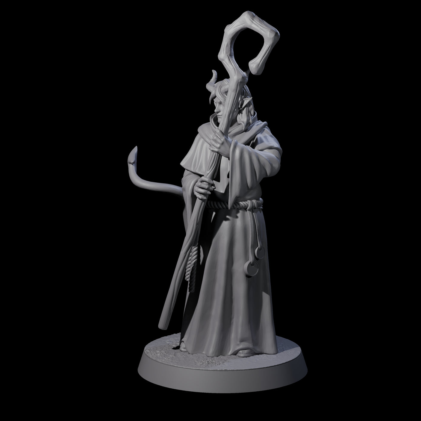 Robed Tiefling Monk B Miniature for Dungeons and Dragons, Pathfinder or other TTRPGs