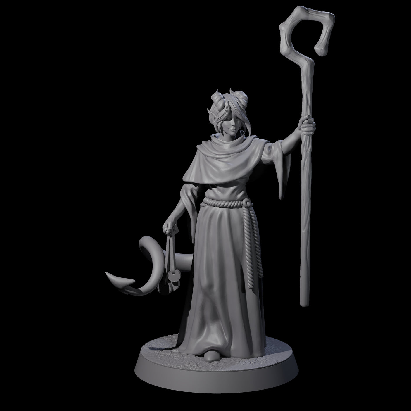 Robed Tiefling Monk C Miniature for Dungeons and Dragons, Pathfinder or other TTRPGs