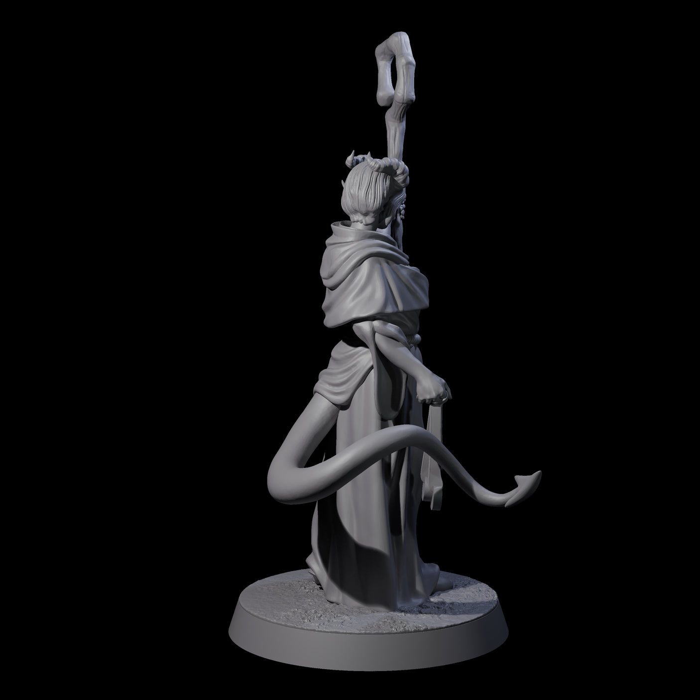 Robed Tiefling Monk C Miniature for Dungeons and Dragons, Pathfinder or other TTRPGs
