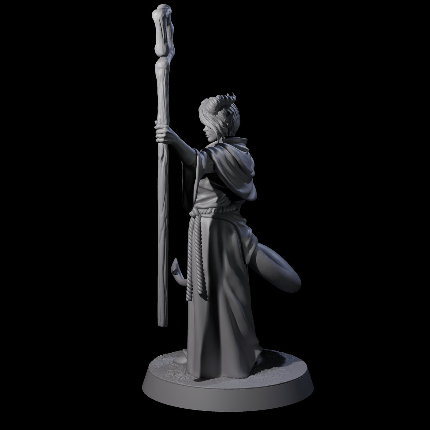 Robed Tiefling Monk C Miniature for Dungeons and Dragons, Pathfinder or other TTRPGs
