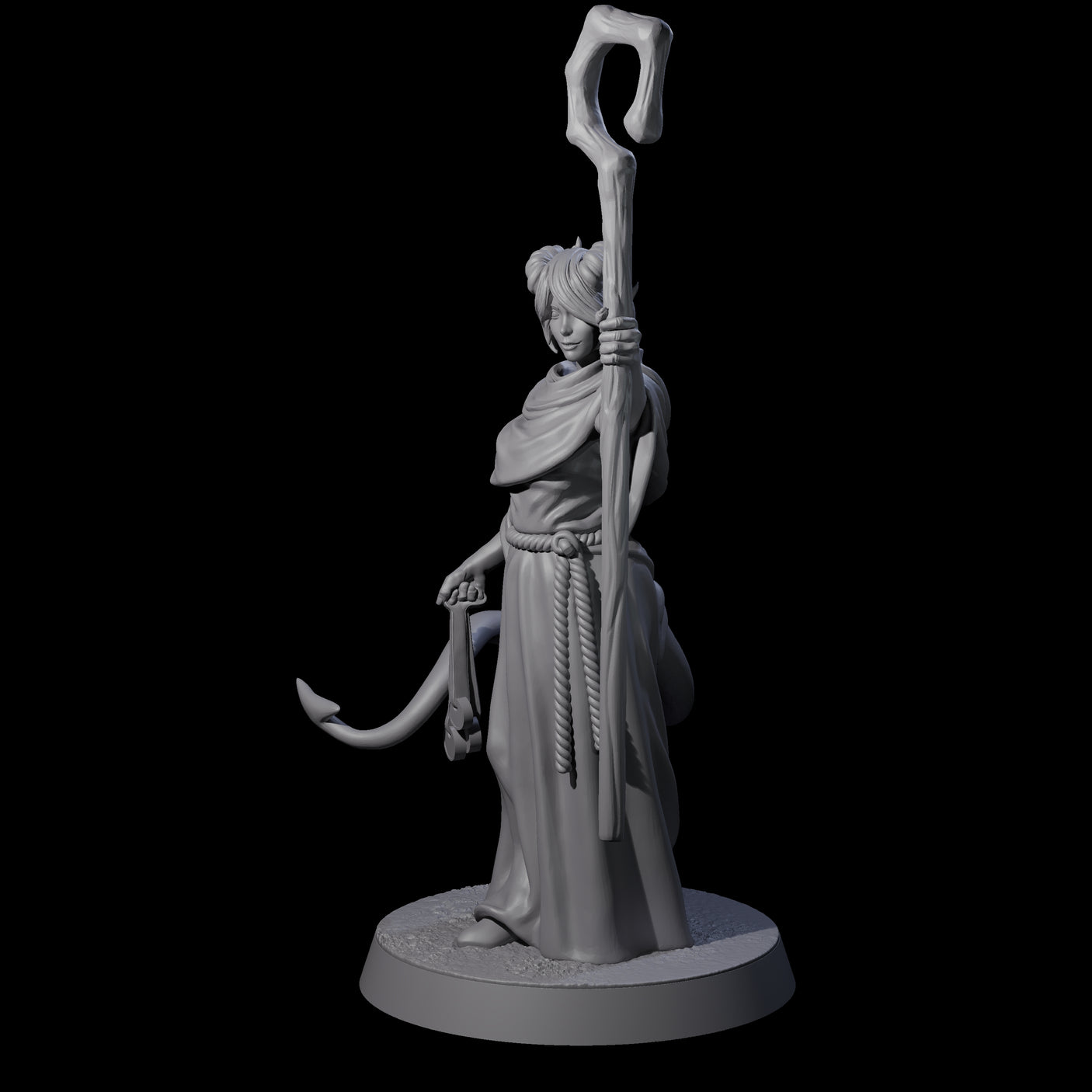 Robed Tiefling Monk C Miniature for Dungeons and Dragons, Pathfinder or other TTRPGs
