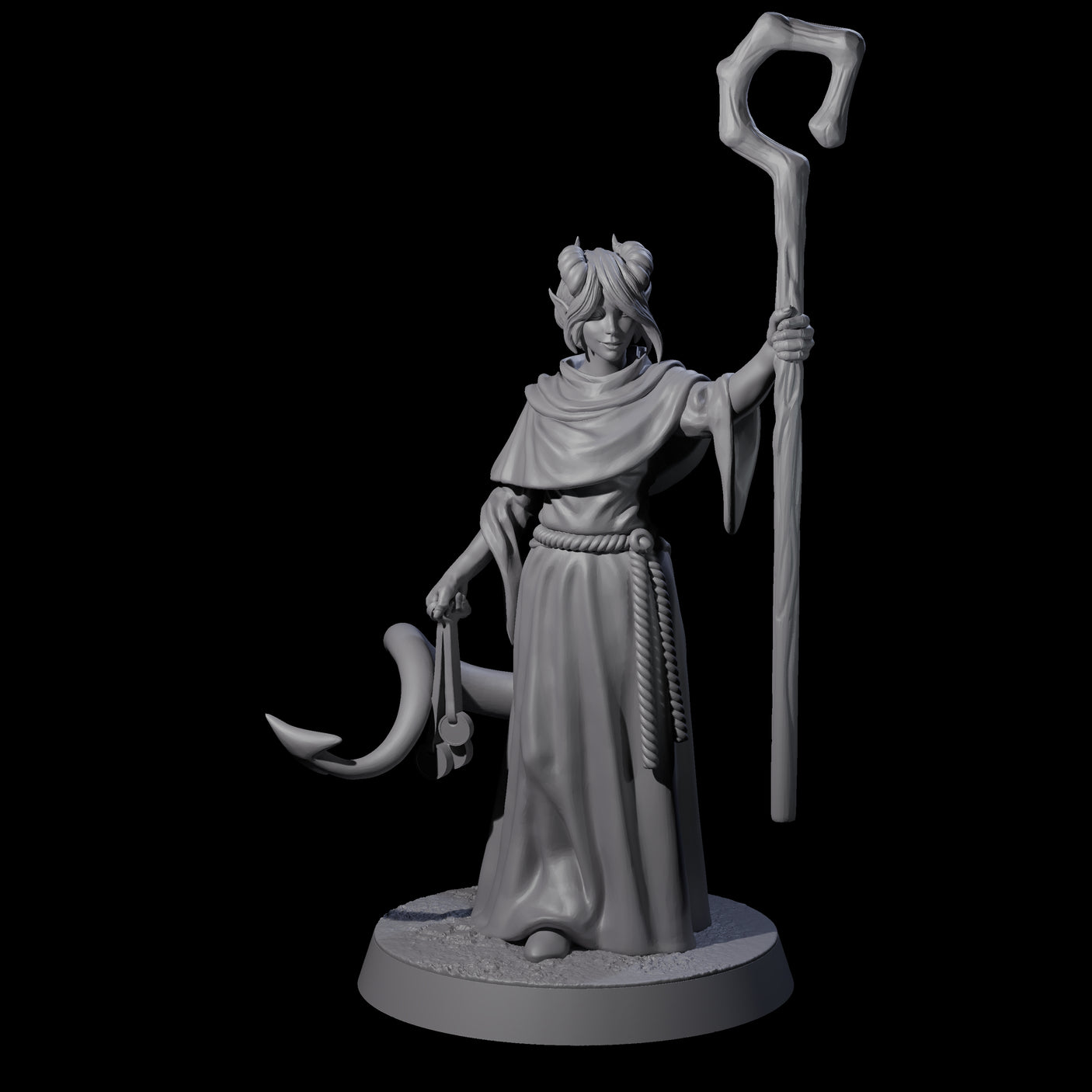 Robed Tiefling Monk C Miniature for Dungeons and Dragons, Pathfinder or other TTRPGs