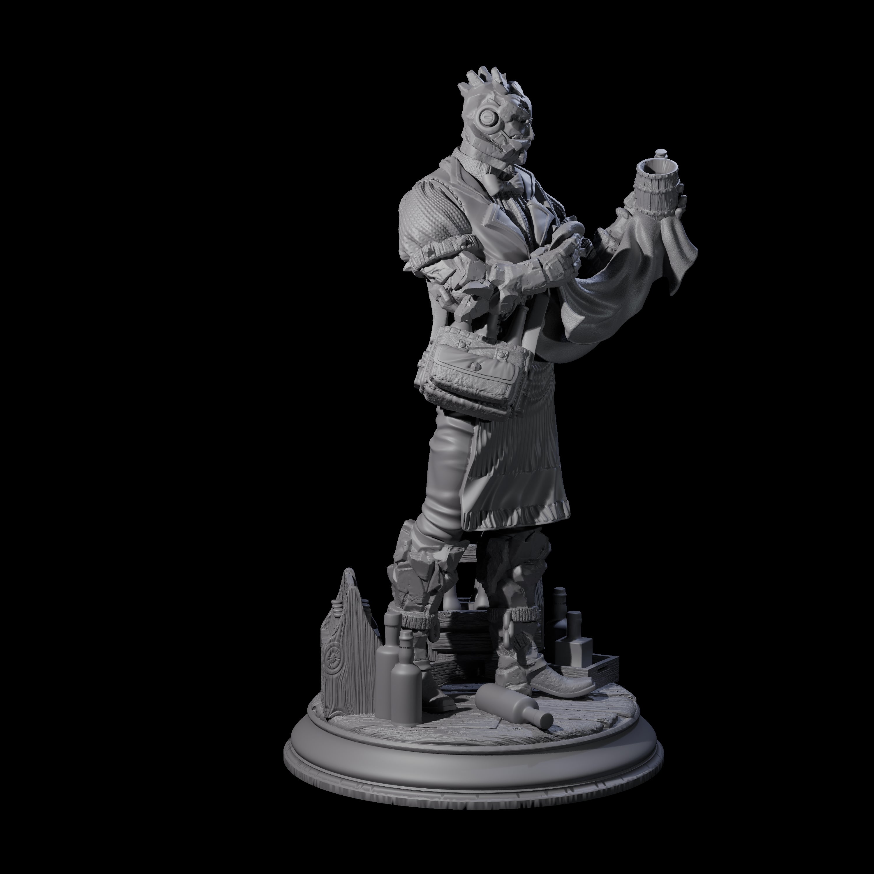 Rock Man Bartender Miniature for Dungeons and Dragons, Pathfinder or other TTRPGs