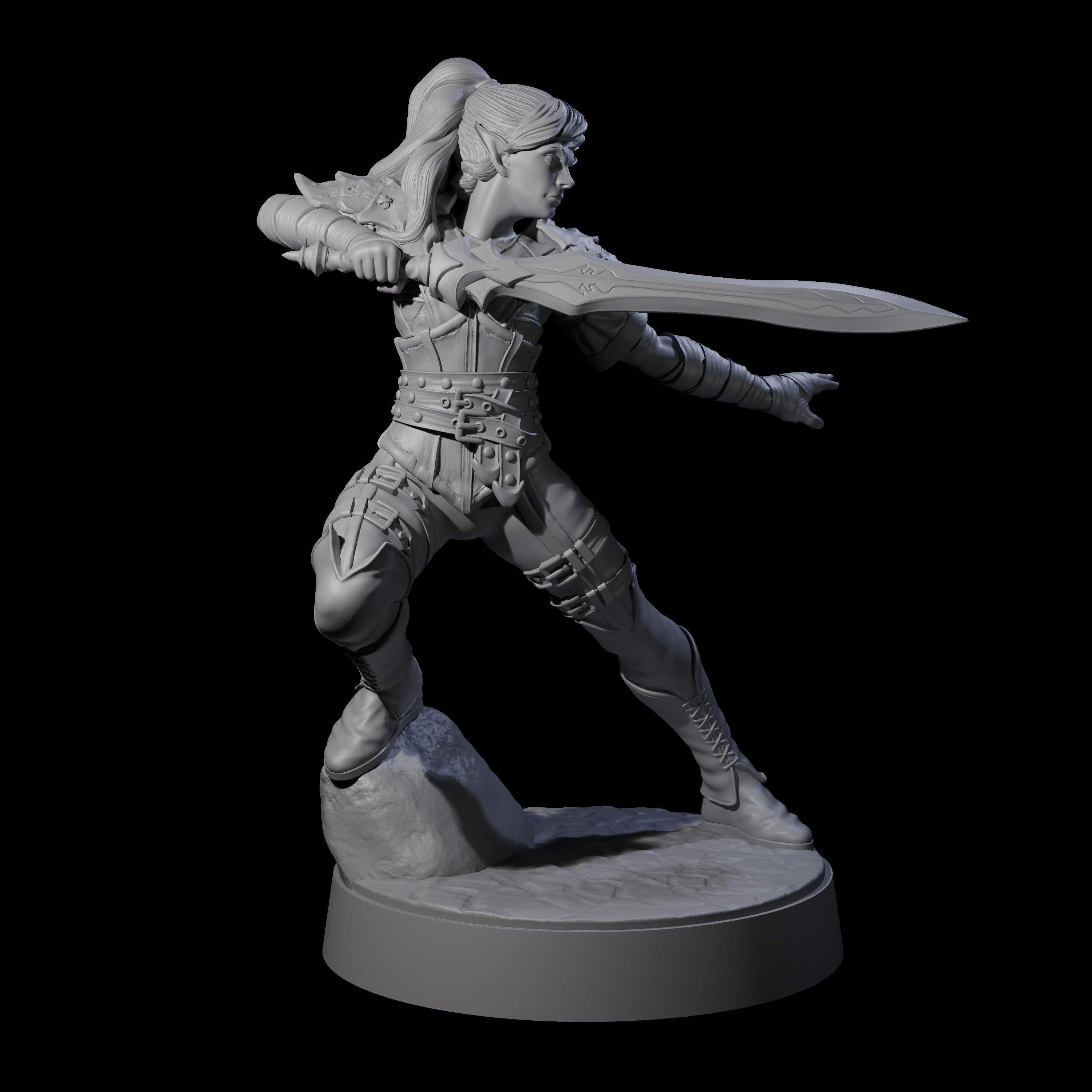 Rock Poised Elf Master Dueller Miniature for Dungeons and Dragons, Pathfinder or other TTRPGs
