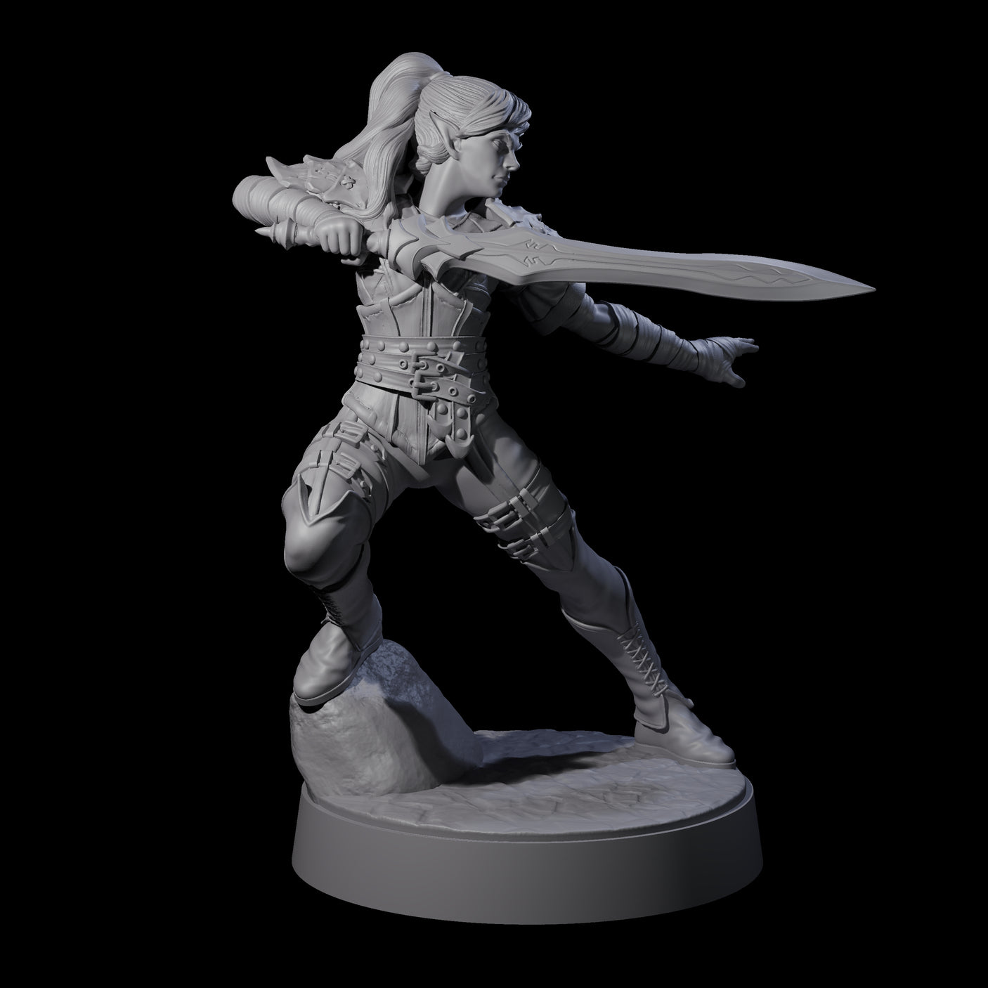 Rock Poised Elf Master Dueller Miniature for Dungeons and Dragons, Pathfinder or other TTRPGs