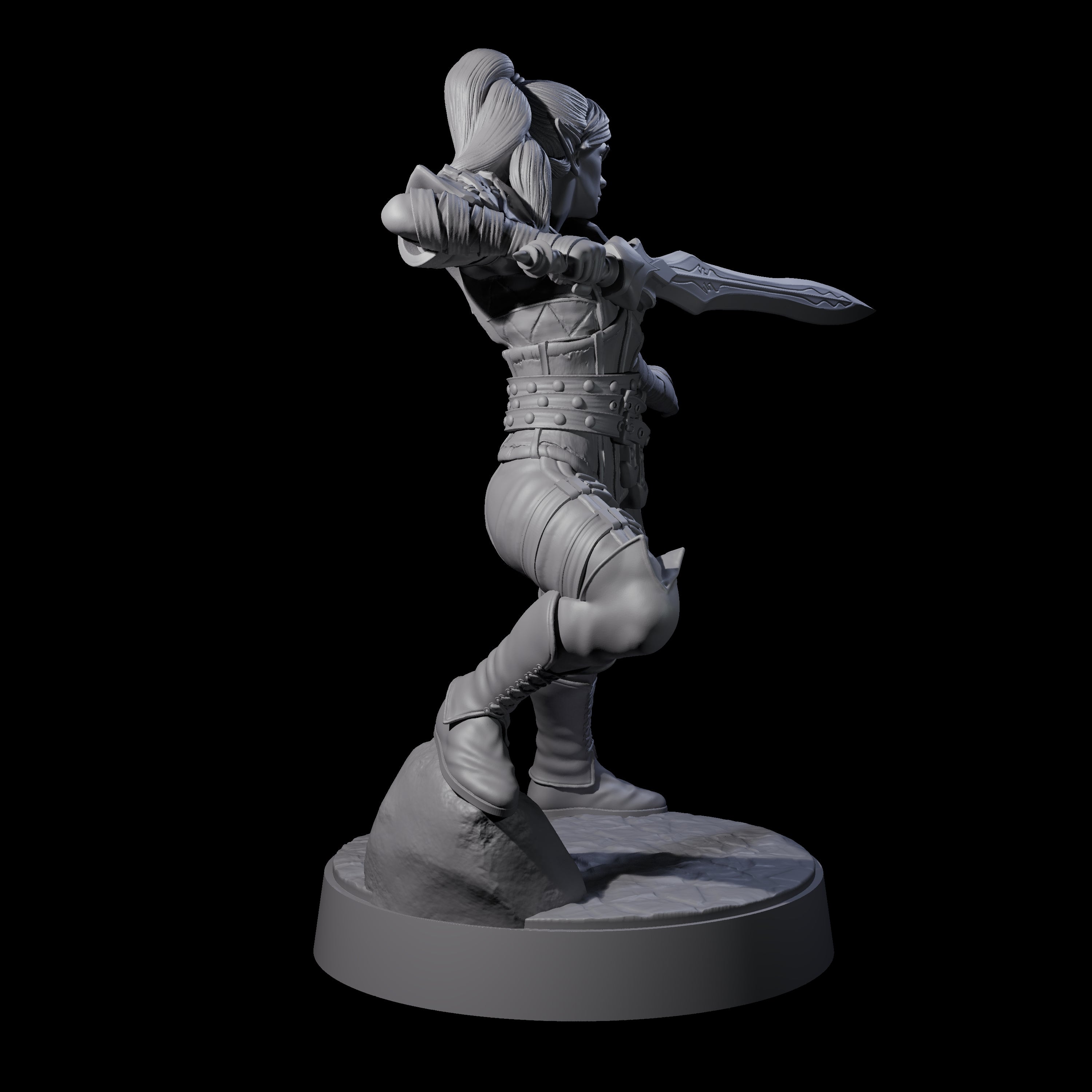 Rock Poised Elf Master Dueller Miniature for Dungeons and Dragons, Pathfinder or other TTRPGs