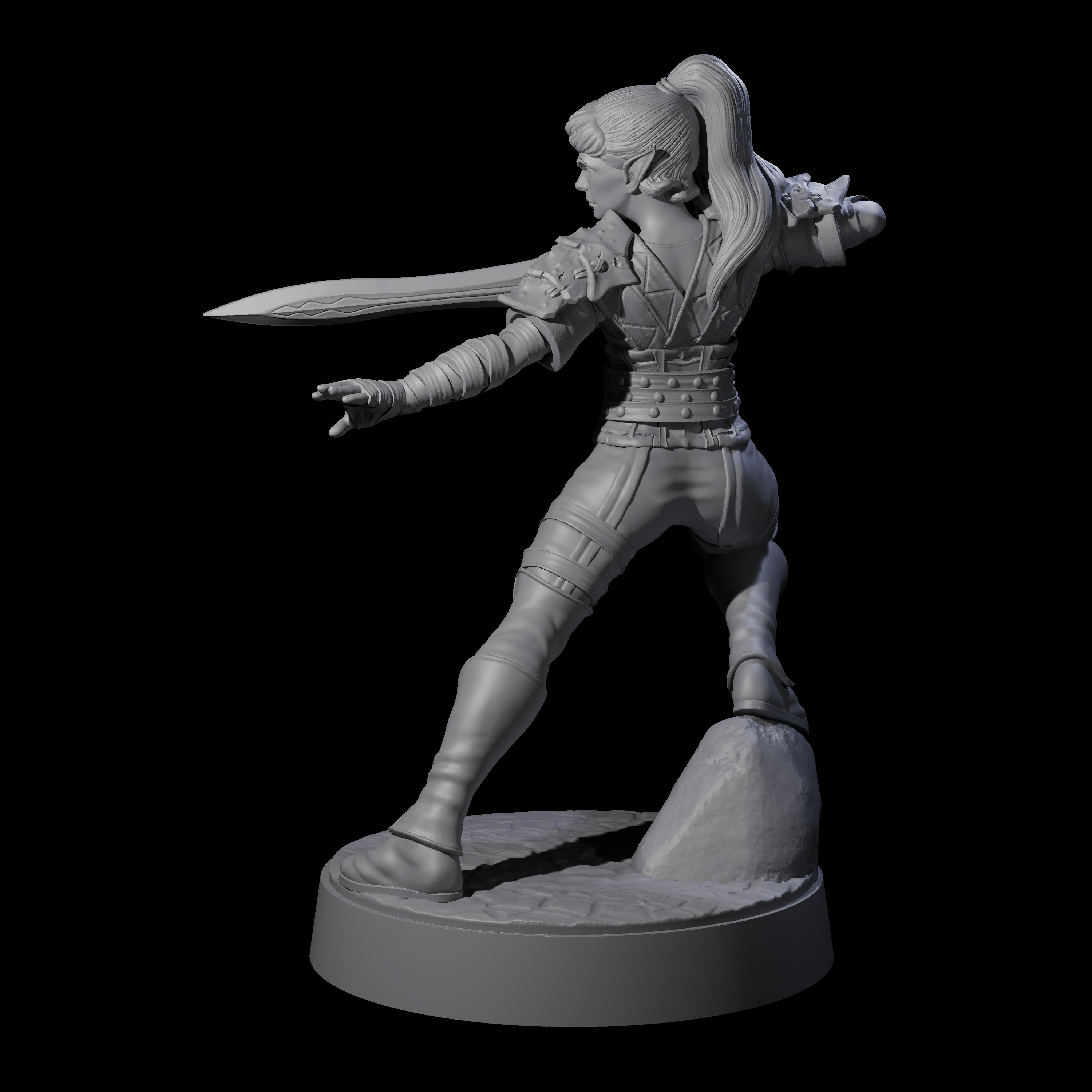 Rock Poised Elf Master Dueller Miniature for Dungeons and Dragons, Pathfinder or other TTRPGs