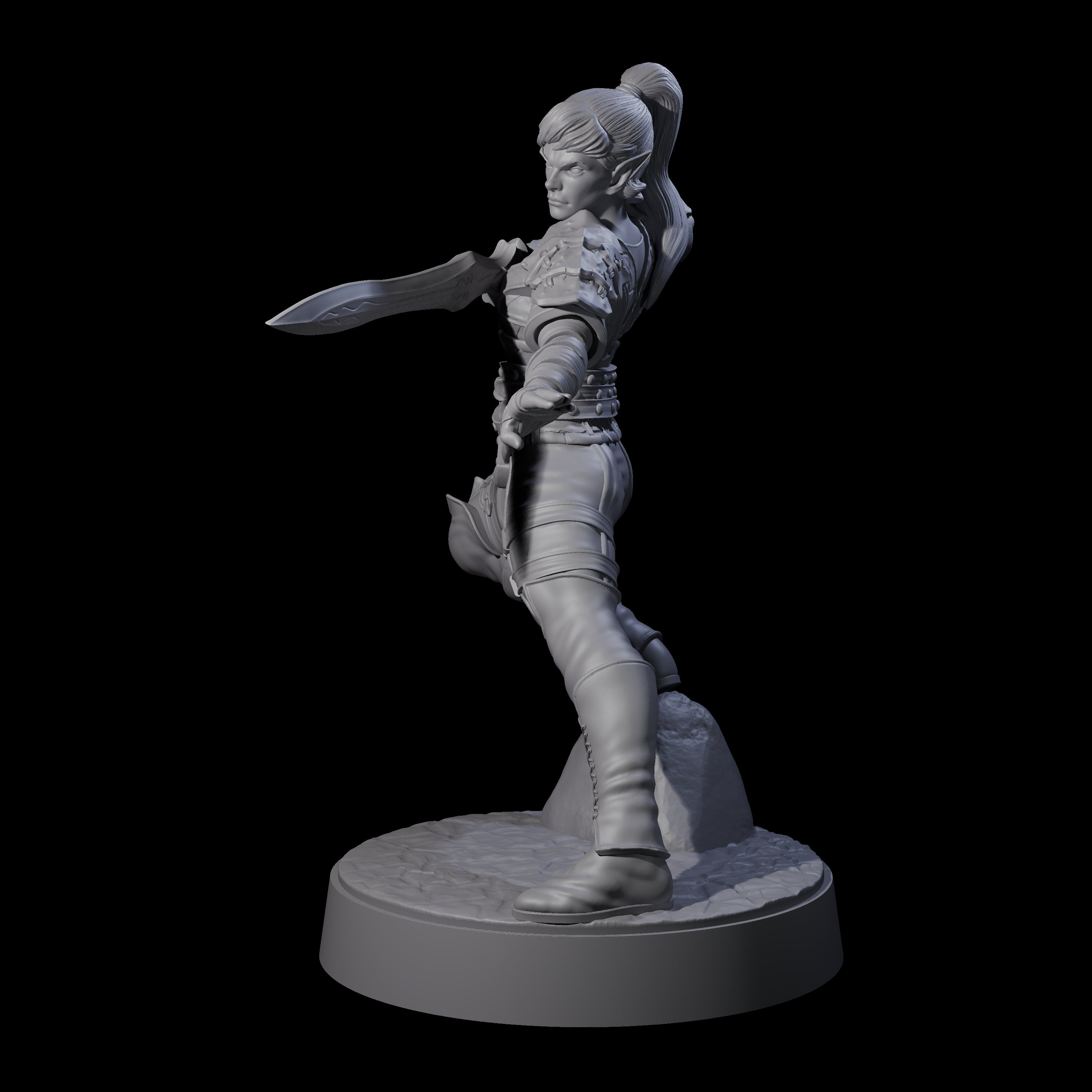 Rock Poised Elf Master Dueller Miniature for Dungeons and Dragons, Pathfinder or other TTRPGs