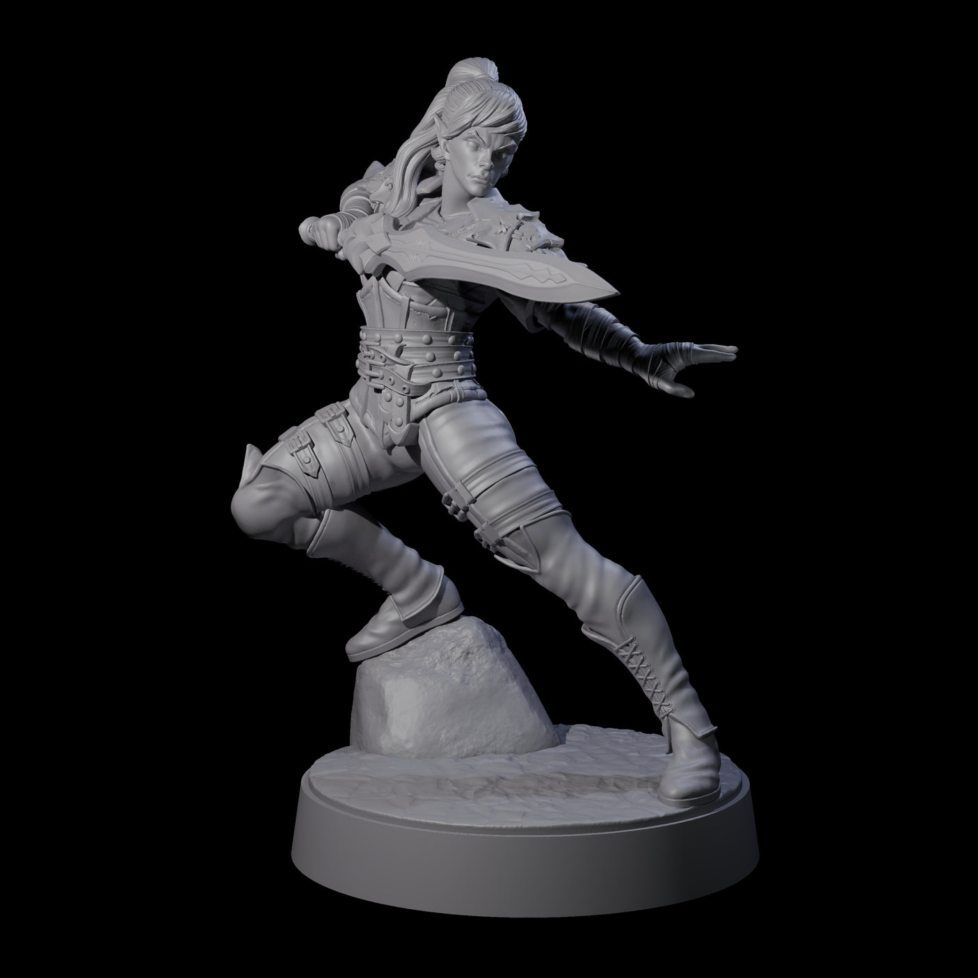 Rock Poised Elf Master Dueller Miniature for Dungeons and Dragons, Pathfinder or other TTRPGs