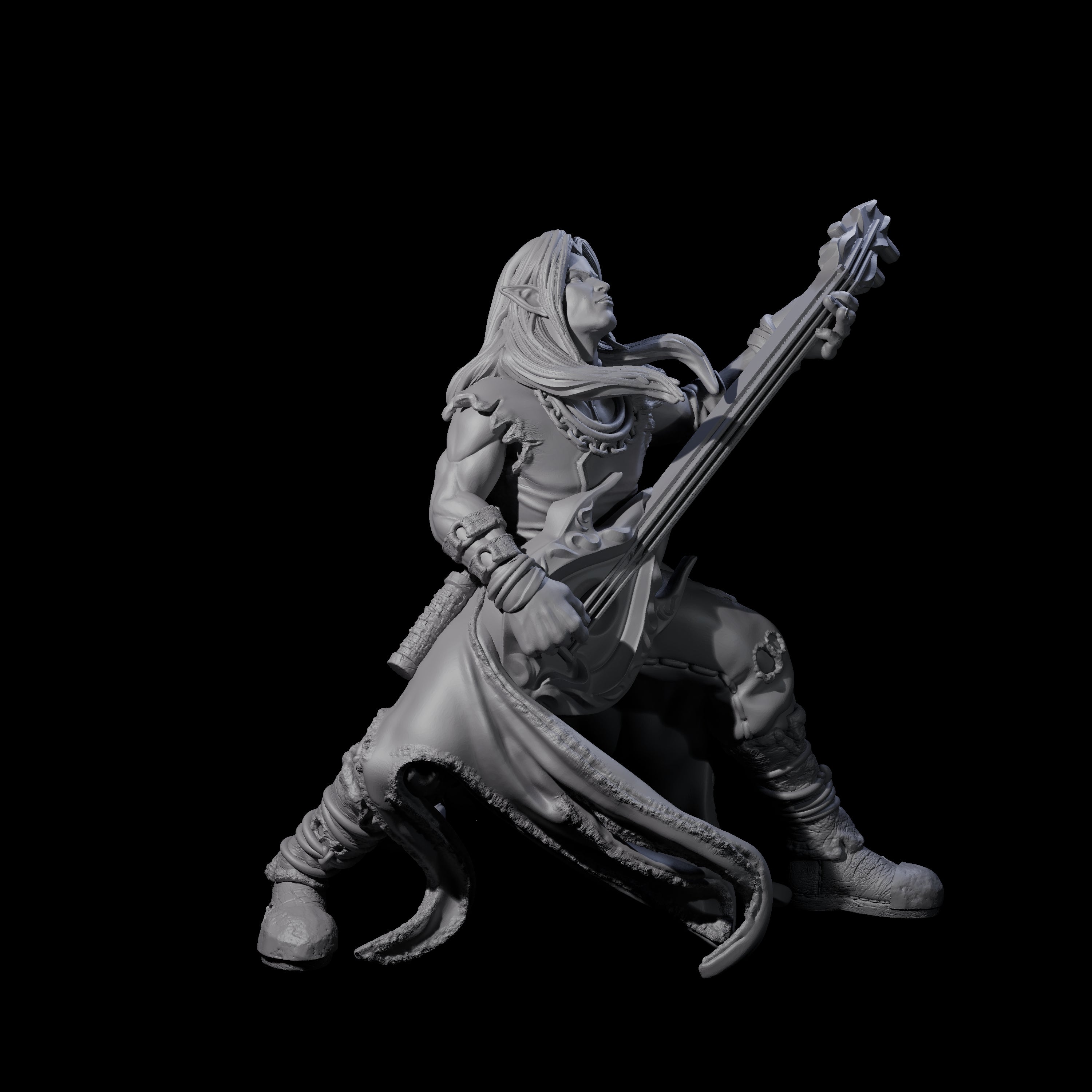 Rocking Out Elf Bard Miniature for Dungeons and Dragons, Pathfinder or other TTRPGs