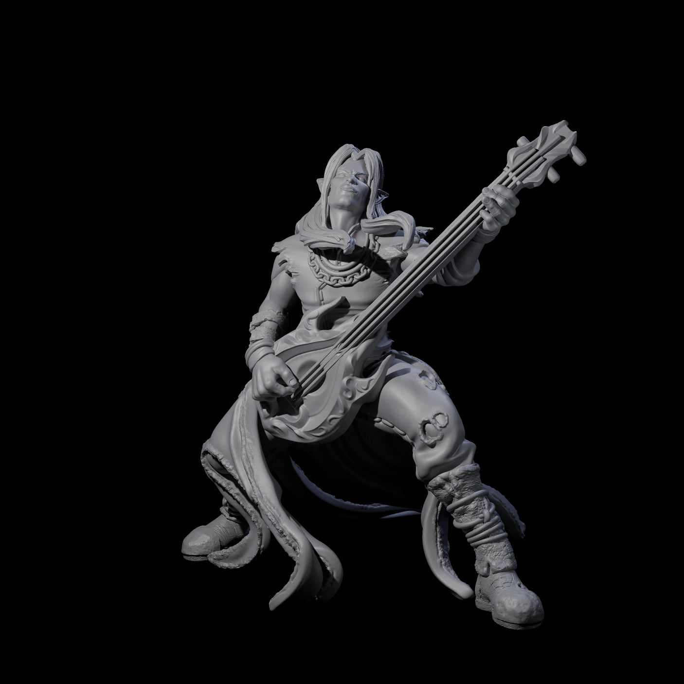 Rocking Out Elf Bard Miniature for Dungeons and Dragons, Pathfinder or other TTRPGs
