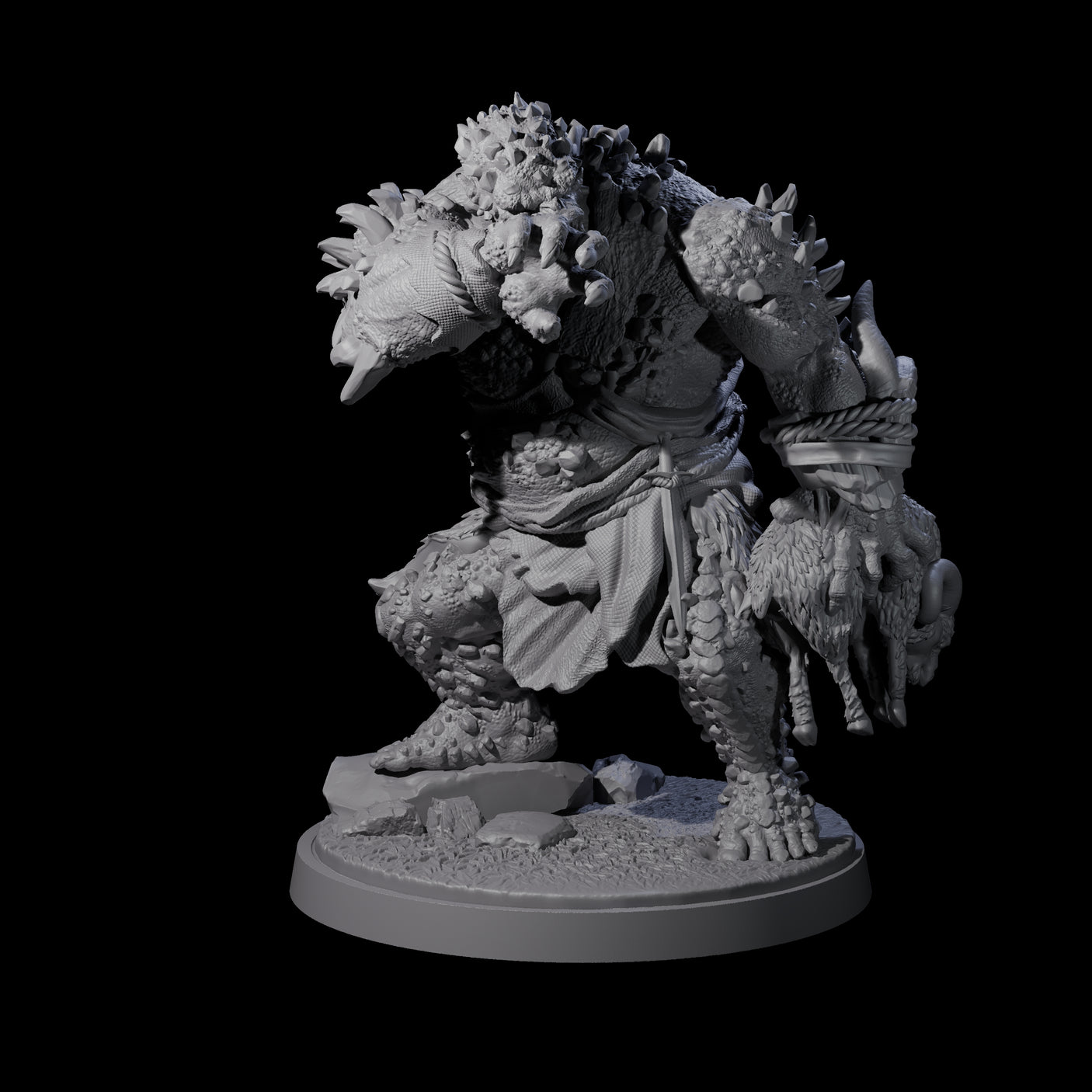 Rocky Ogre C Miniature for Dungeons and Dragons, Pathfinder or other TTRPGs